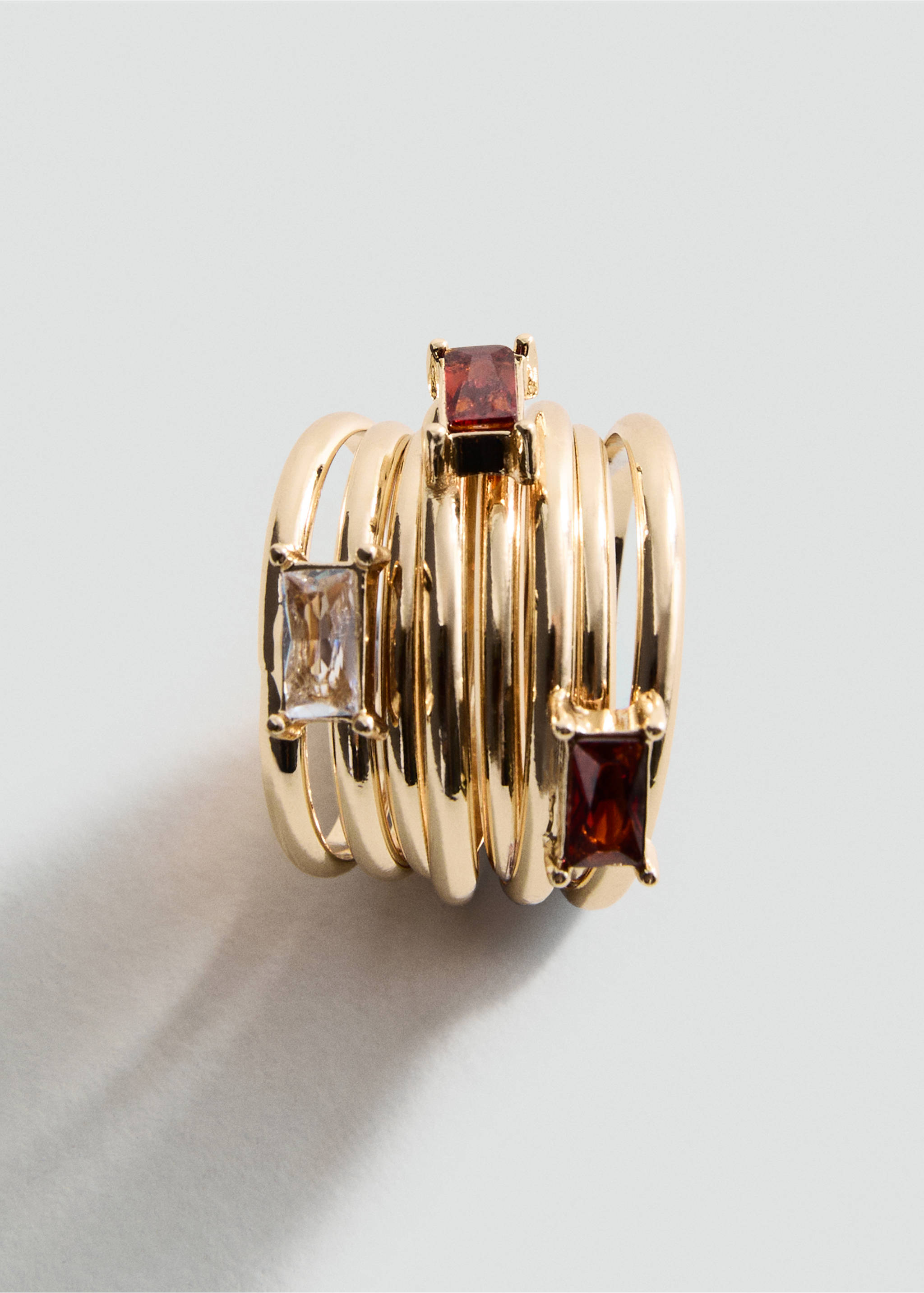 Anillo cristales combinados - Plano medio, Oro. Ref: 17094120-00.