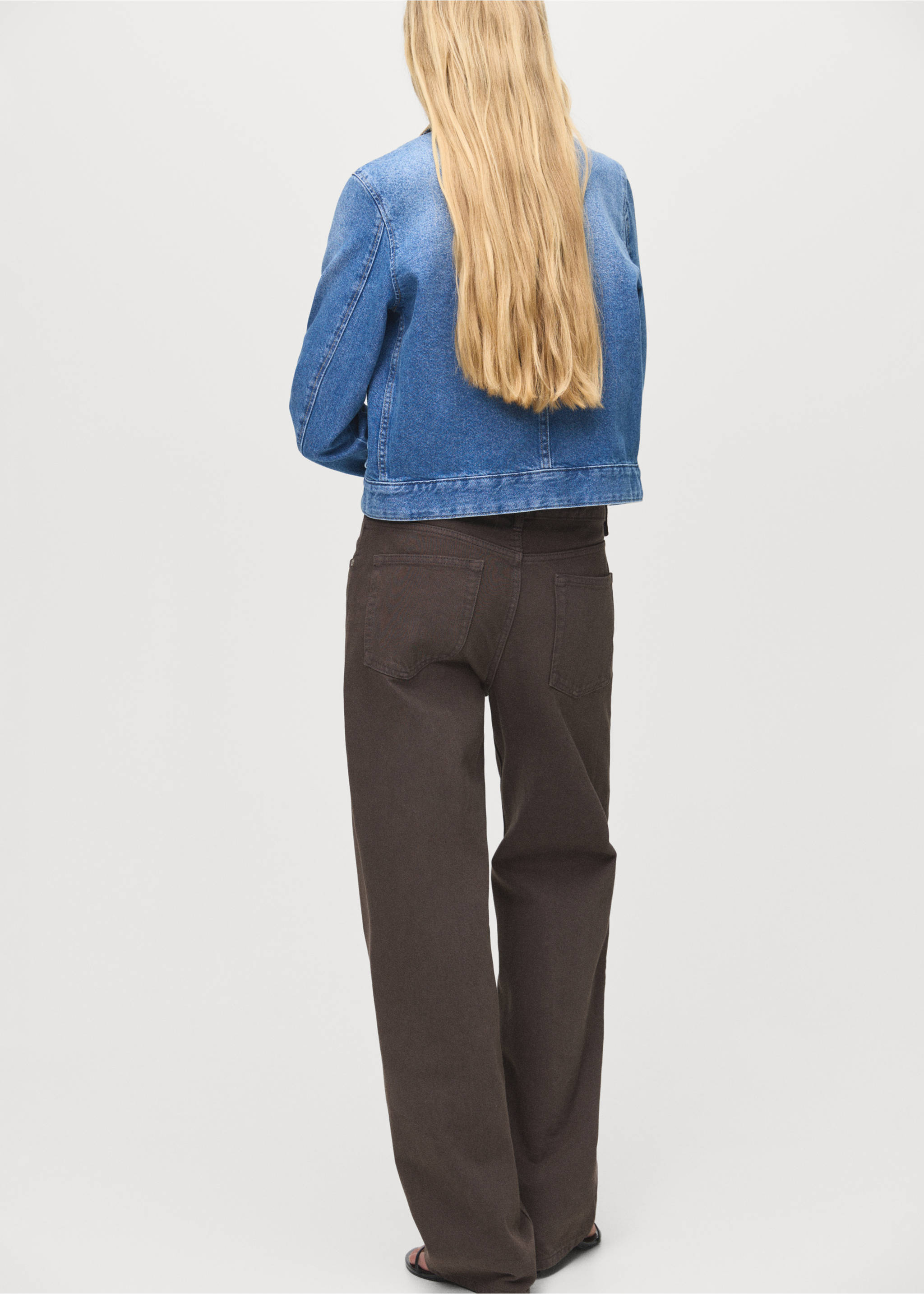 Corduroy collar denim jacket - Reverse of the article, Medium Blue. Ref: 17094121-00.