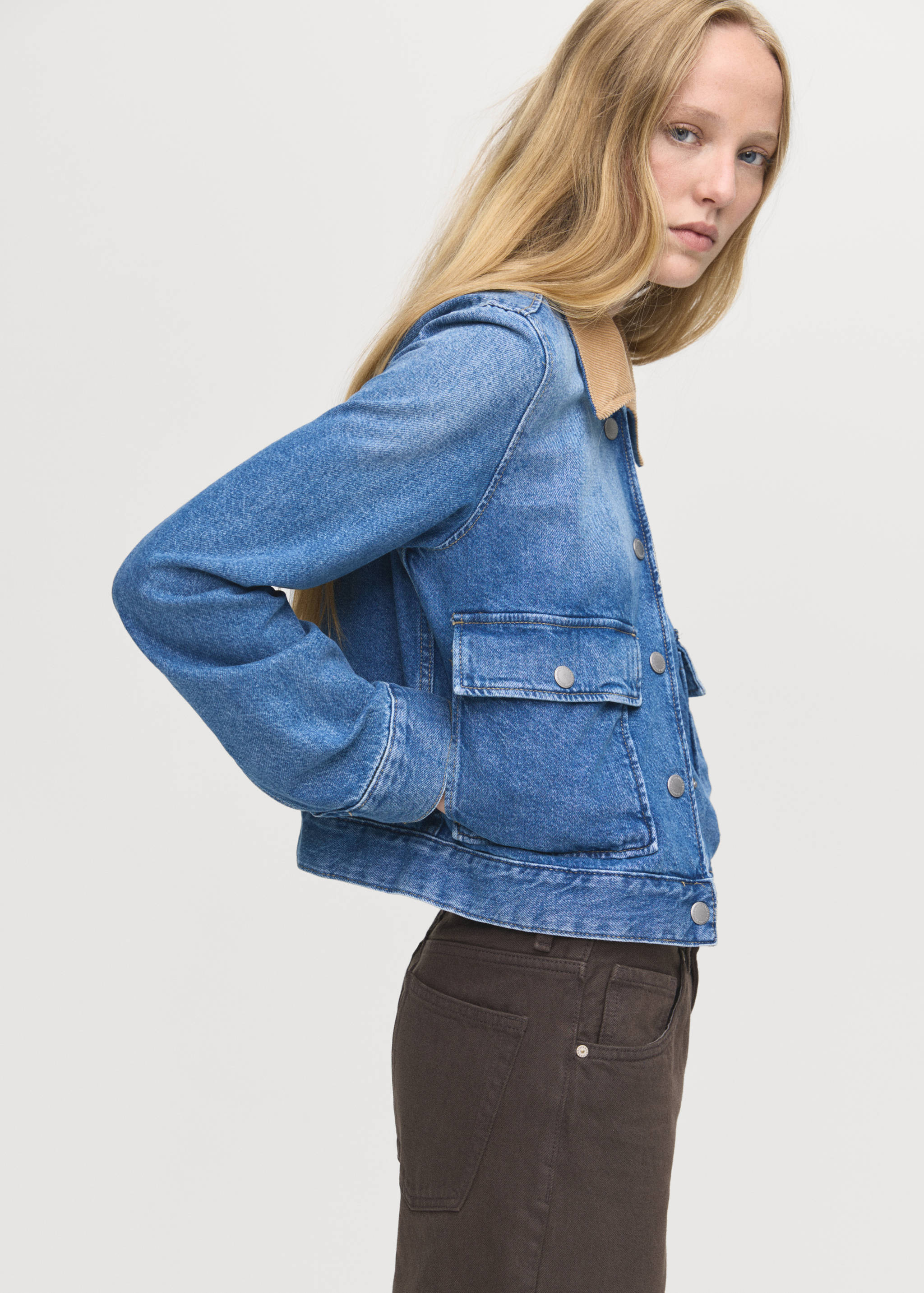 Corduroy collar denim jacket - Details of the article 3