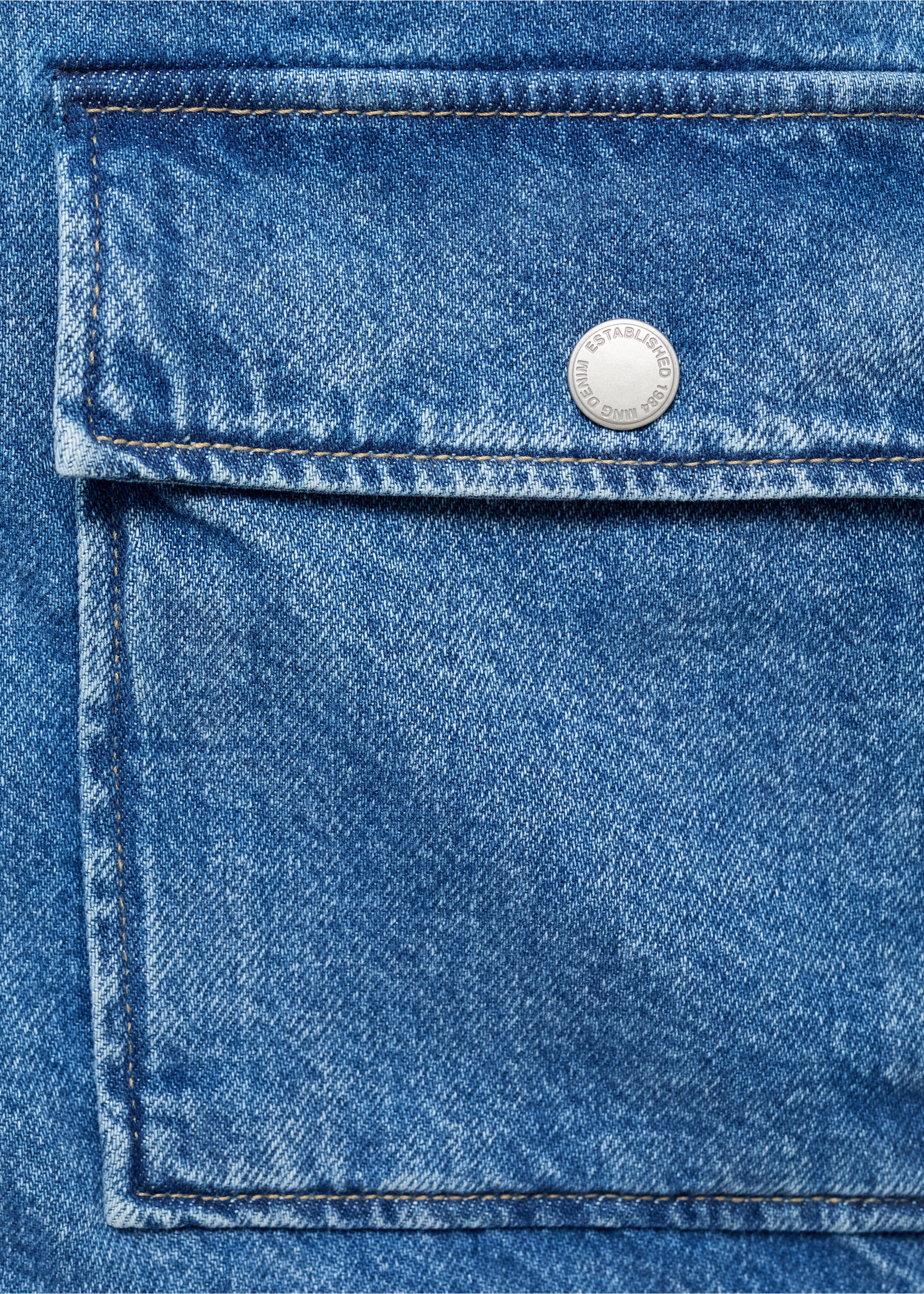 Corduroy collar denim jacket - Details of the article 0, Medium Blue. Ref: 17094121-00.