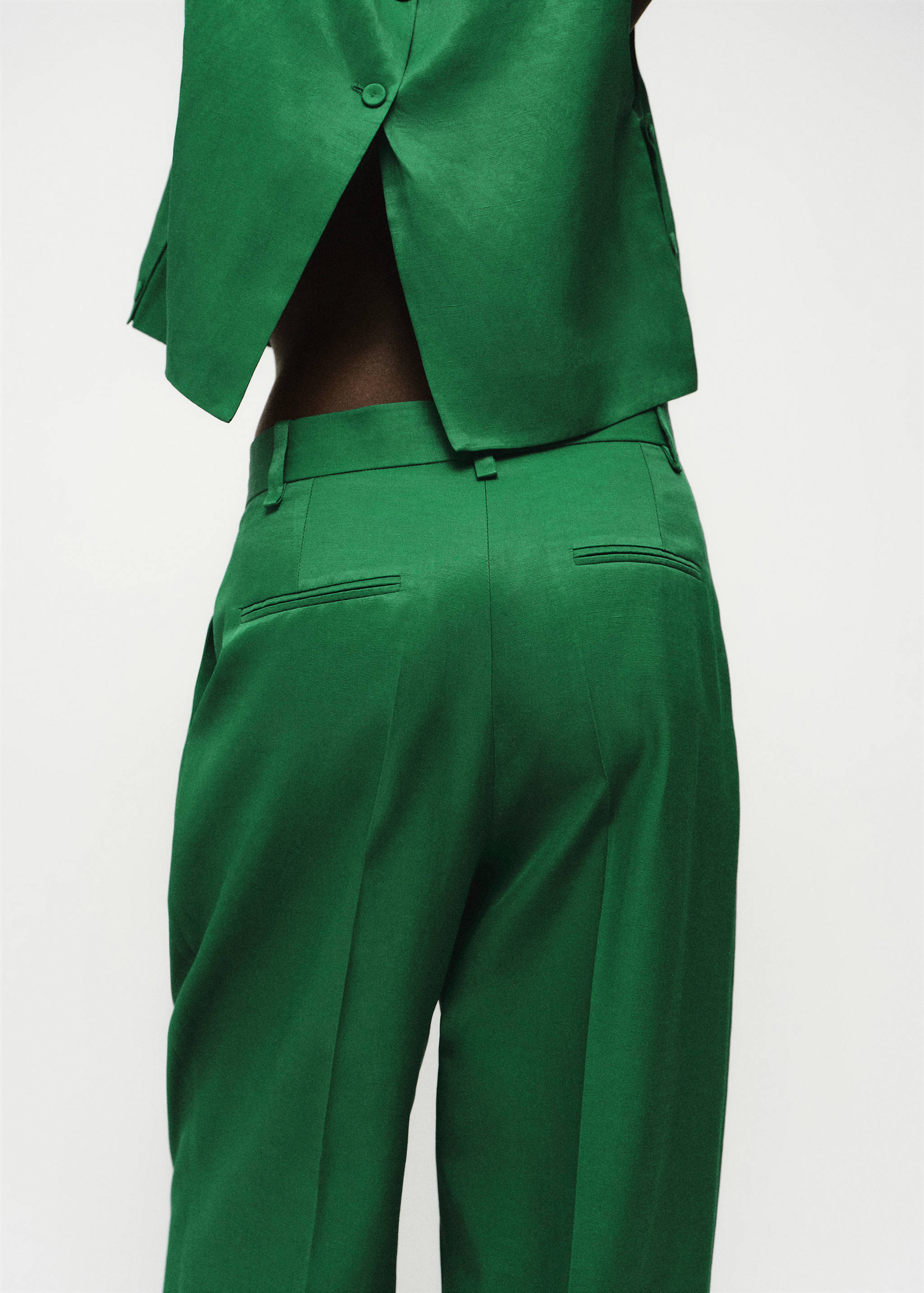 Straight-fit linen-blend suit trousers - Details of the article 1