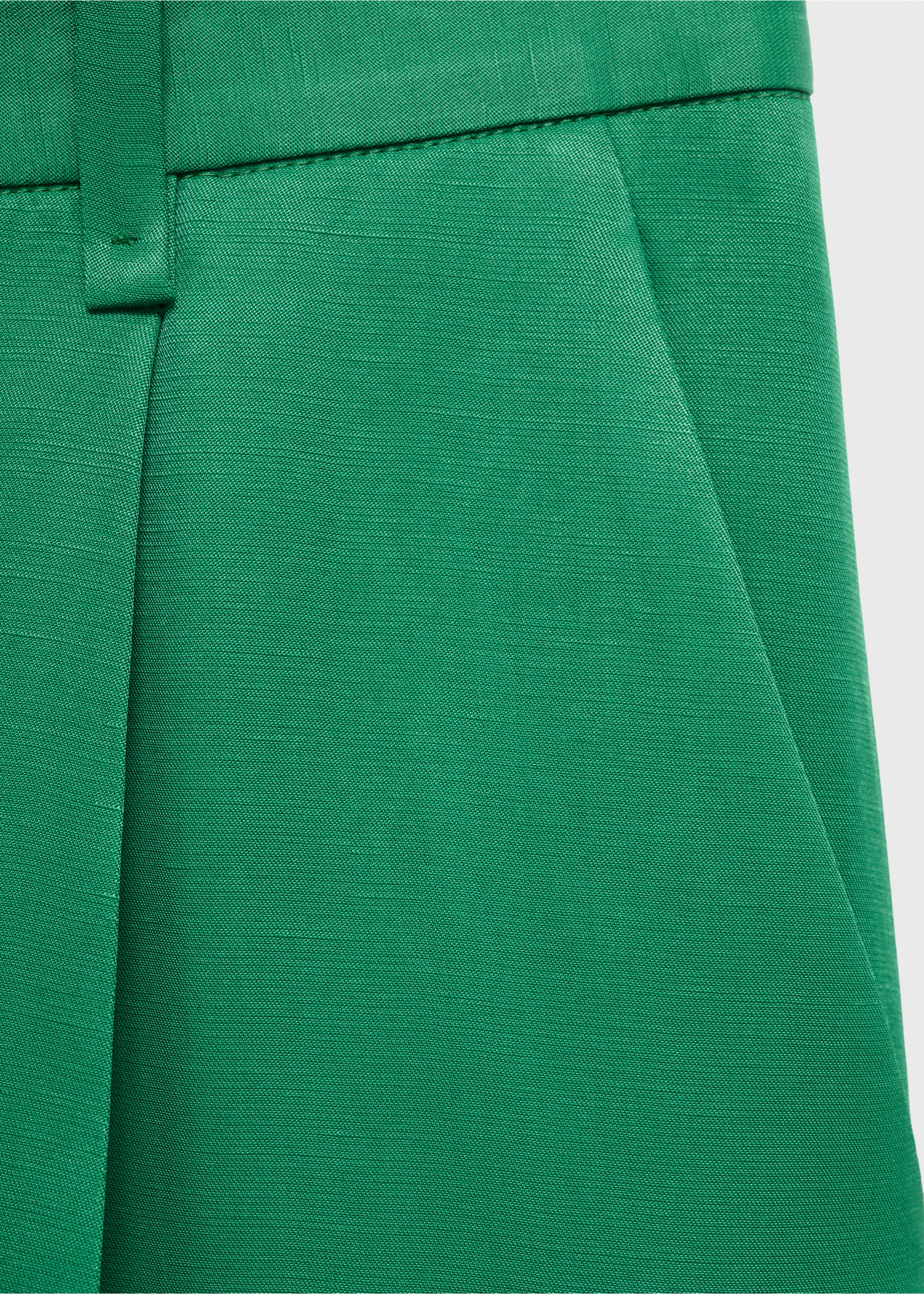 Straight-fit linen-blend suit trousers - Details of the article 0, Green. Ref: 17094134-00.
