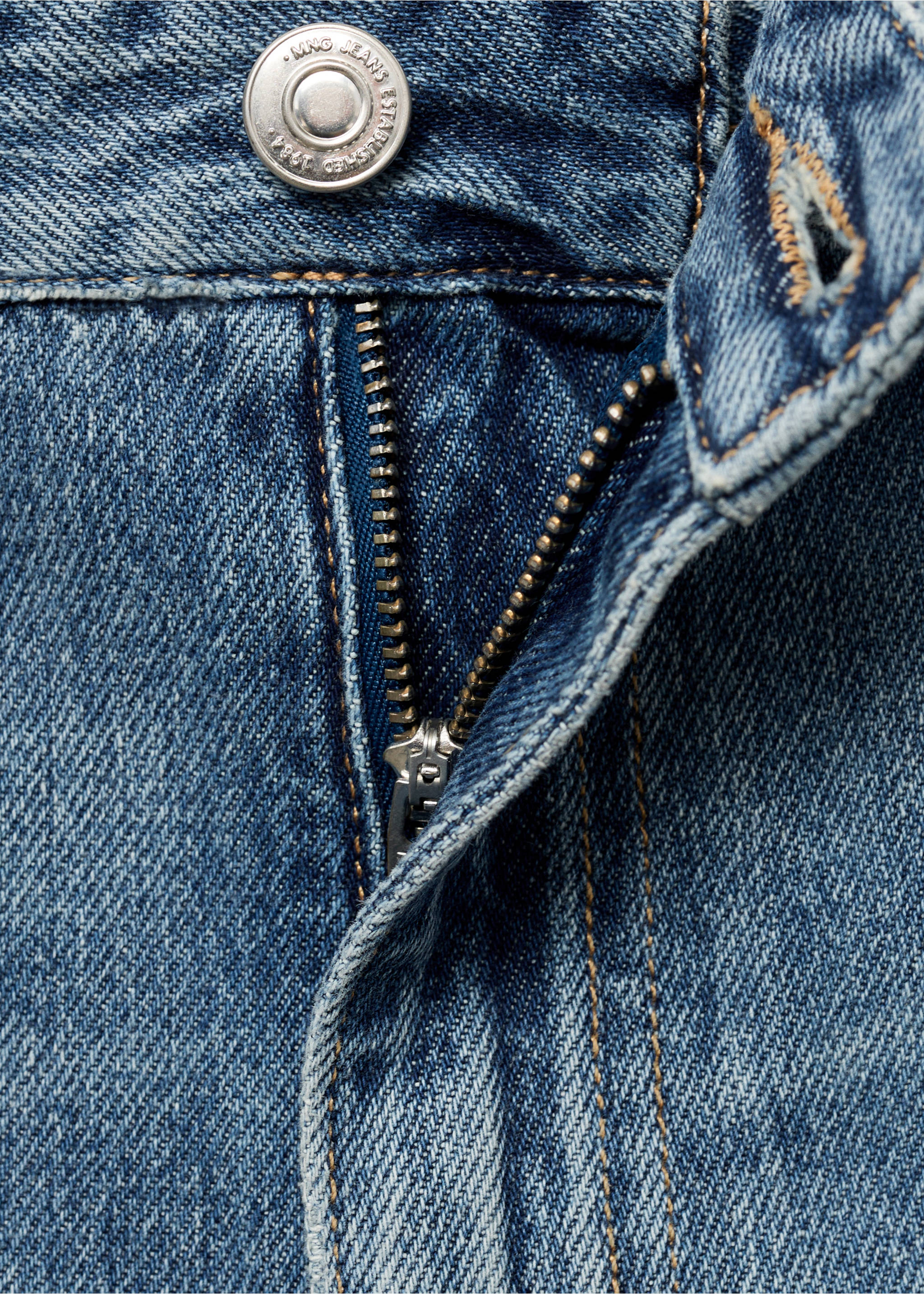 Denim midi-skirt - Details of the article 8, Medium Blue. Ref: 17094138-00.