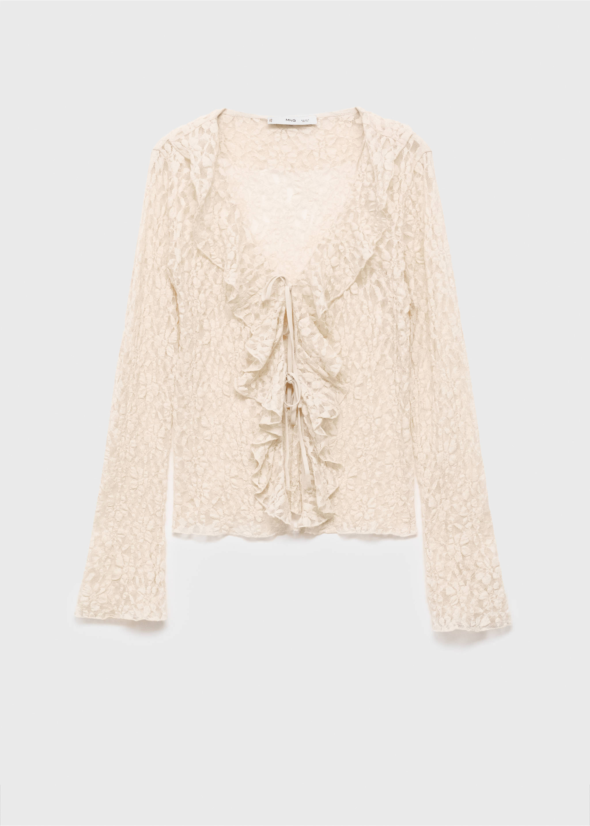 Lace blouse with ruffles - Article without model, Ecru. Ref: 17094141-00.