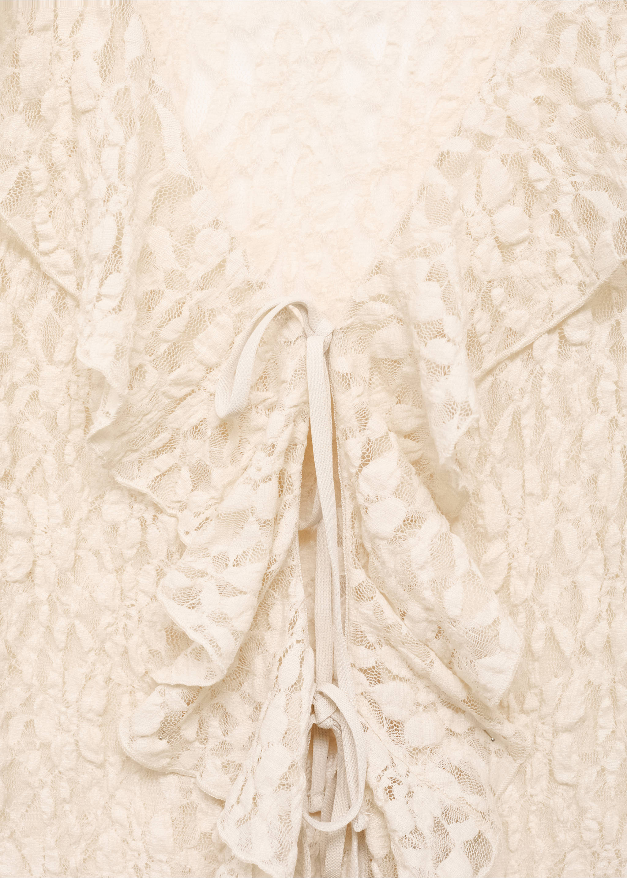 Lace blouse with ruffles - Details of the article 8, Ecru. Ref: 17094141-00.