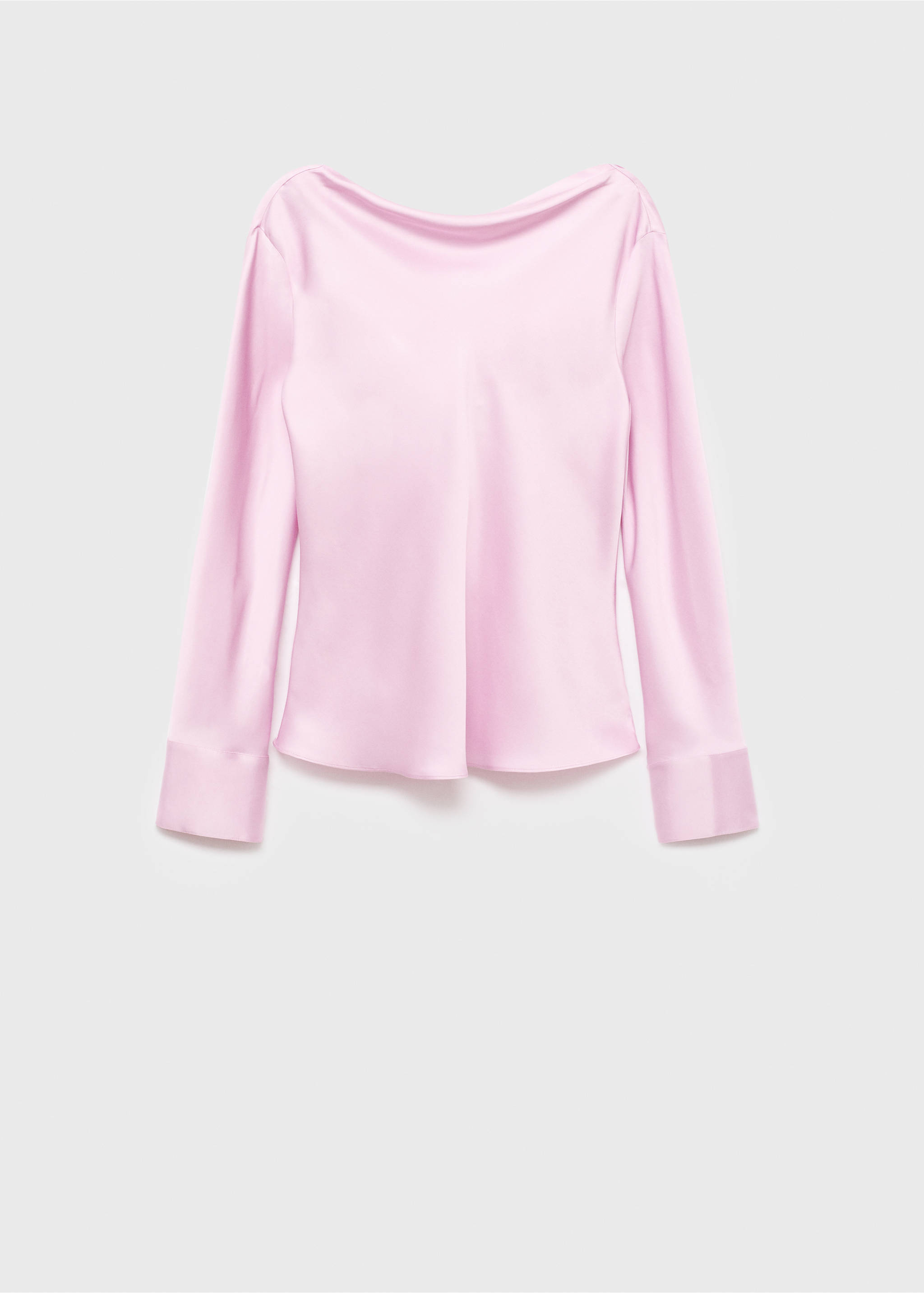 Satinerad blus med draperad rygg - Artikel utan modell, Blek rosa. Ref: 17094144-00.
