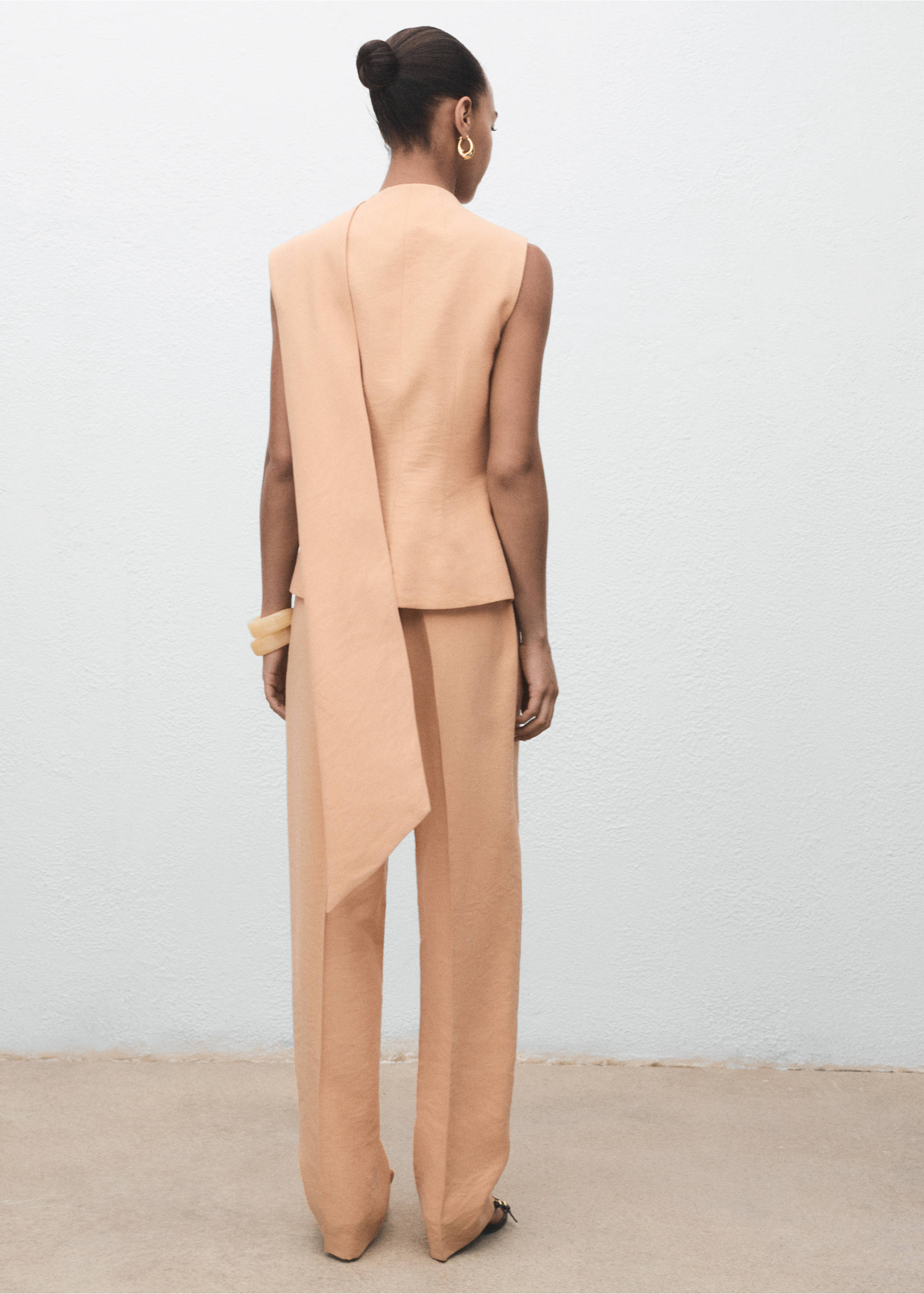 Pantalons lyocell cintura elàstica - Revers de l'article, Nude. Ref: 17094145-00.