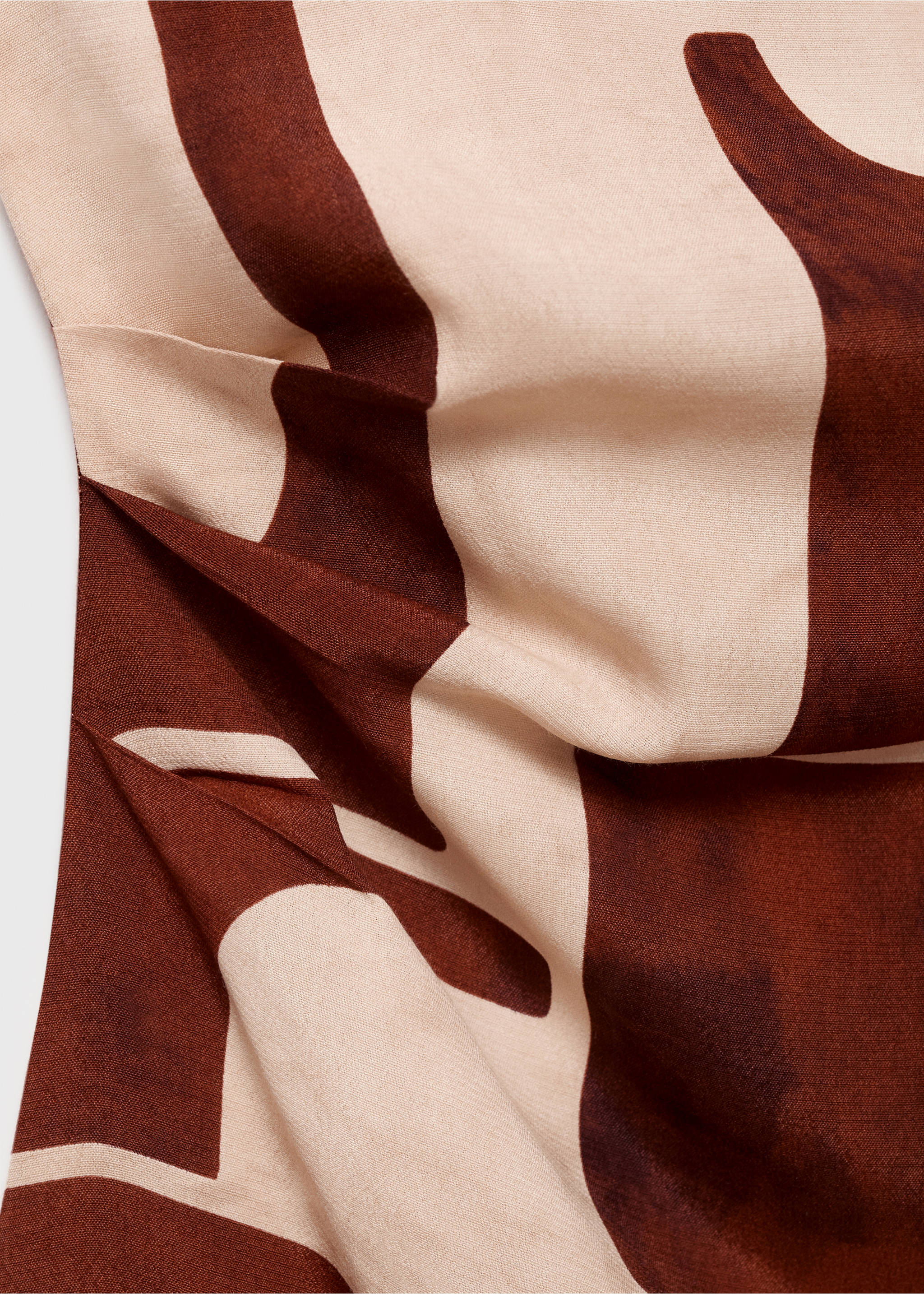 Draped neck printed dress - Details of the article 0, Ecru. Ref: 17094146-00.