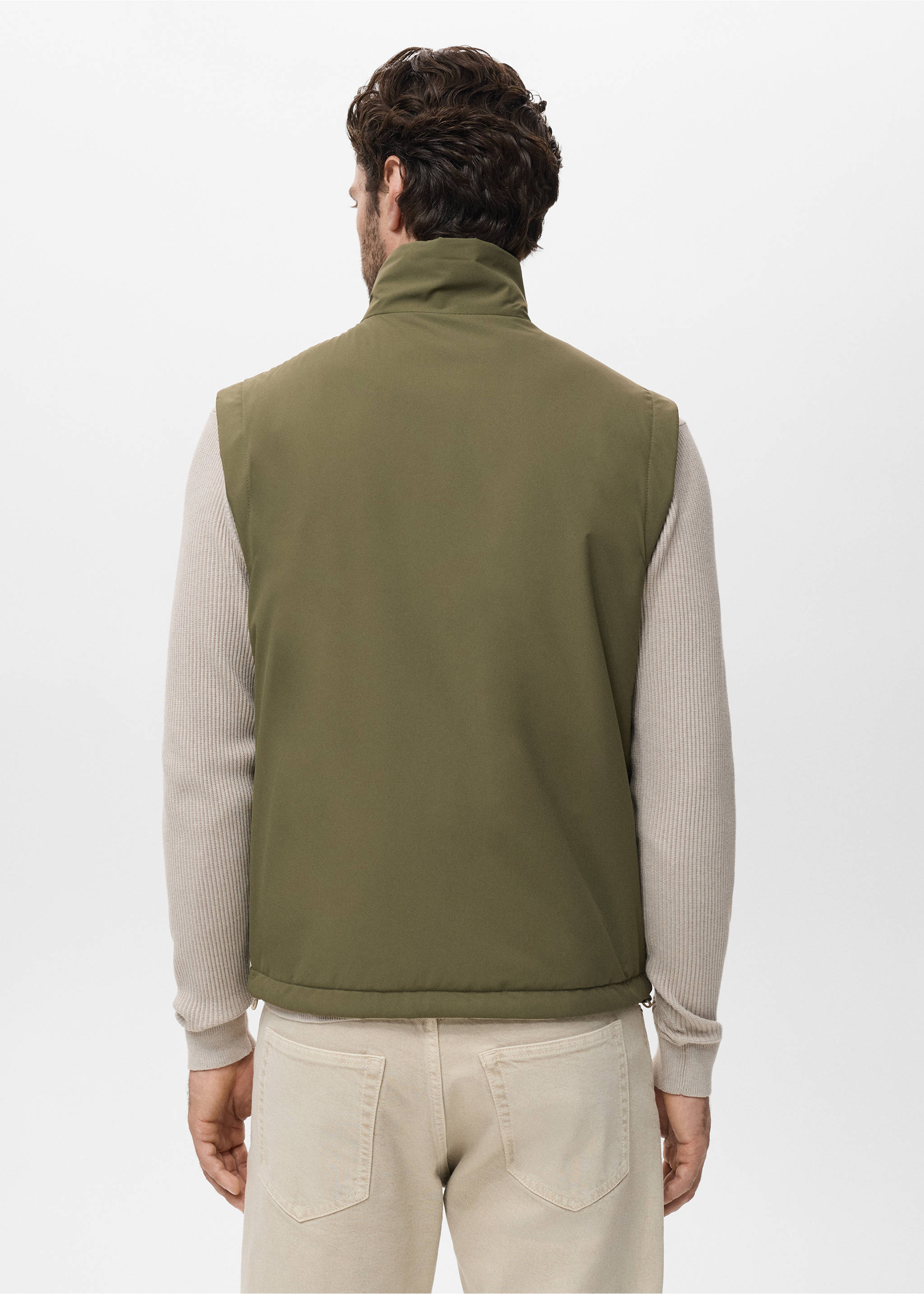 Reversible water-repellent gilet - Reverse of the article, Green. Ref: 17094402-00.