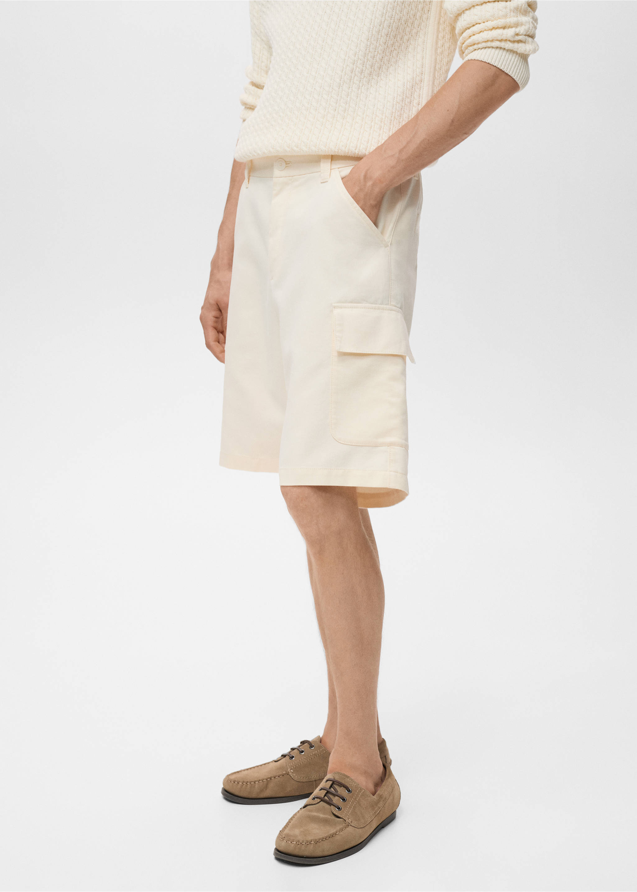Cotton lyocell cargo bermuda shorts - Medium plane, Ecru. Ref: 17094404-00.