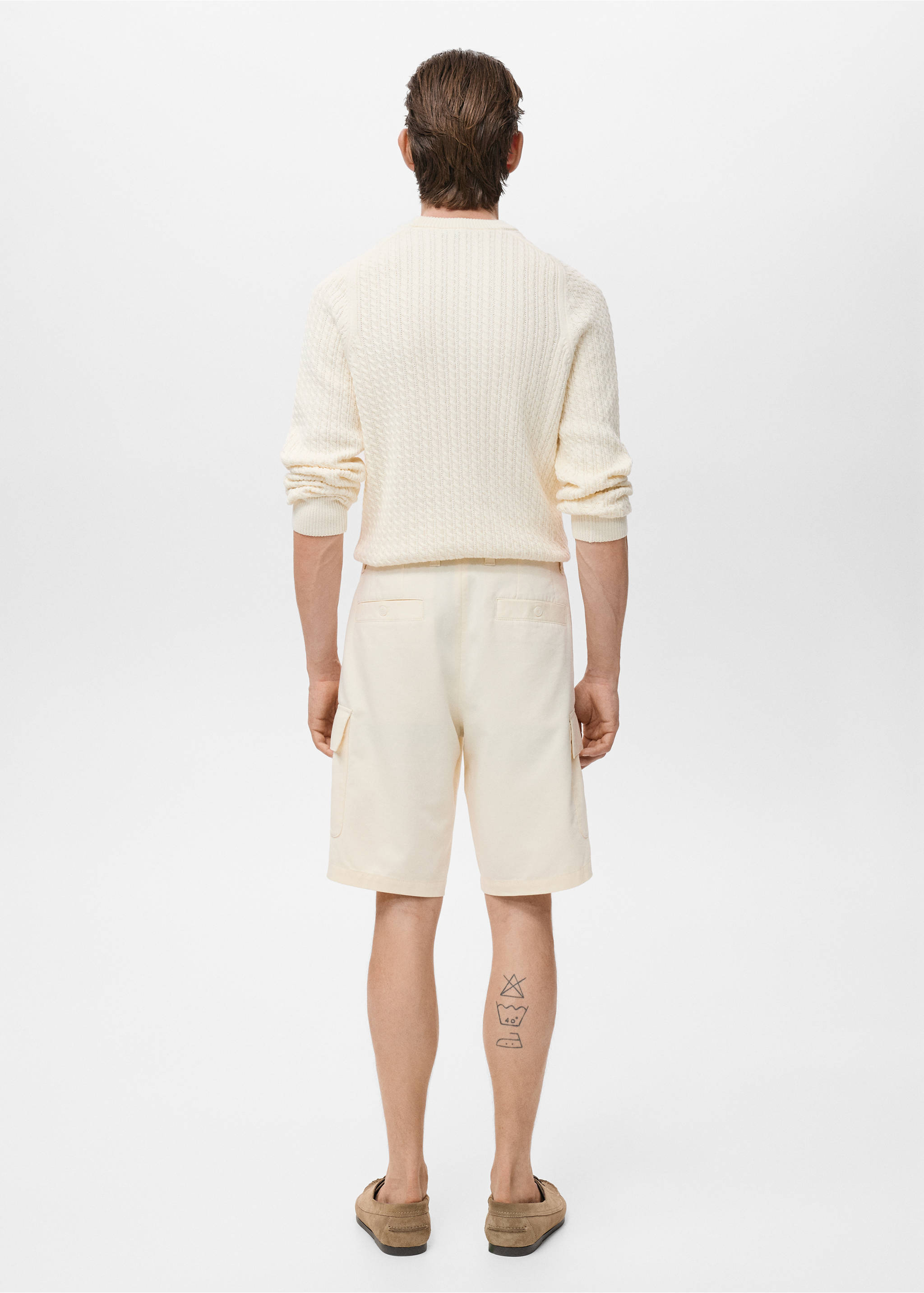 Cotton lyocell cargo bermuda shorts - Reverse of the article, Ecru. Ref: 17094404-00.