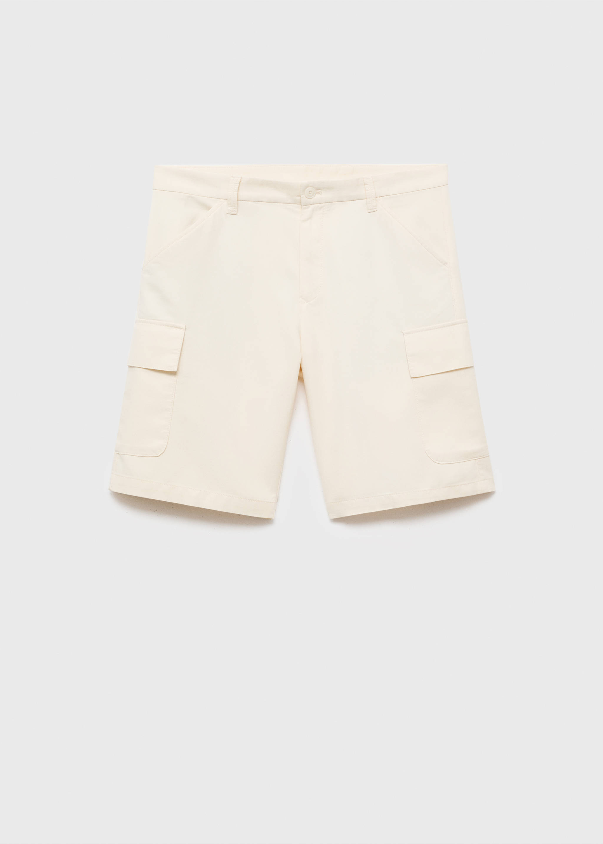 Cotton lyocell cargo bermuda shorts - Article without model, Ecru. Ref: 17094404-00.