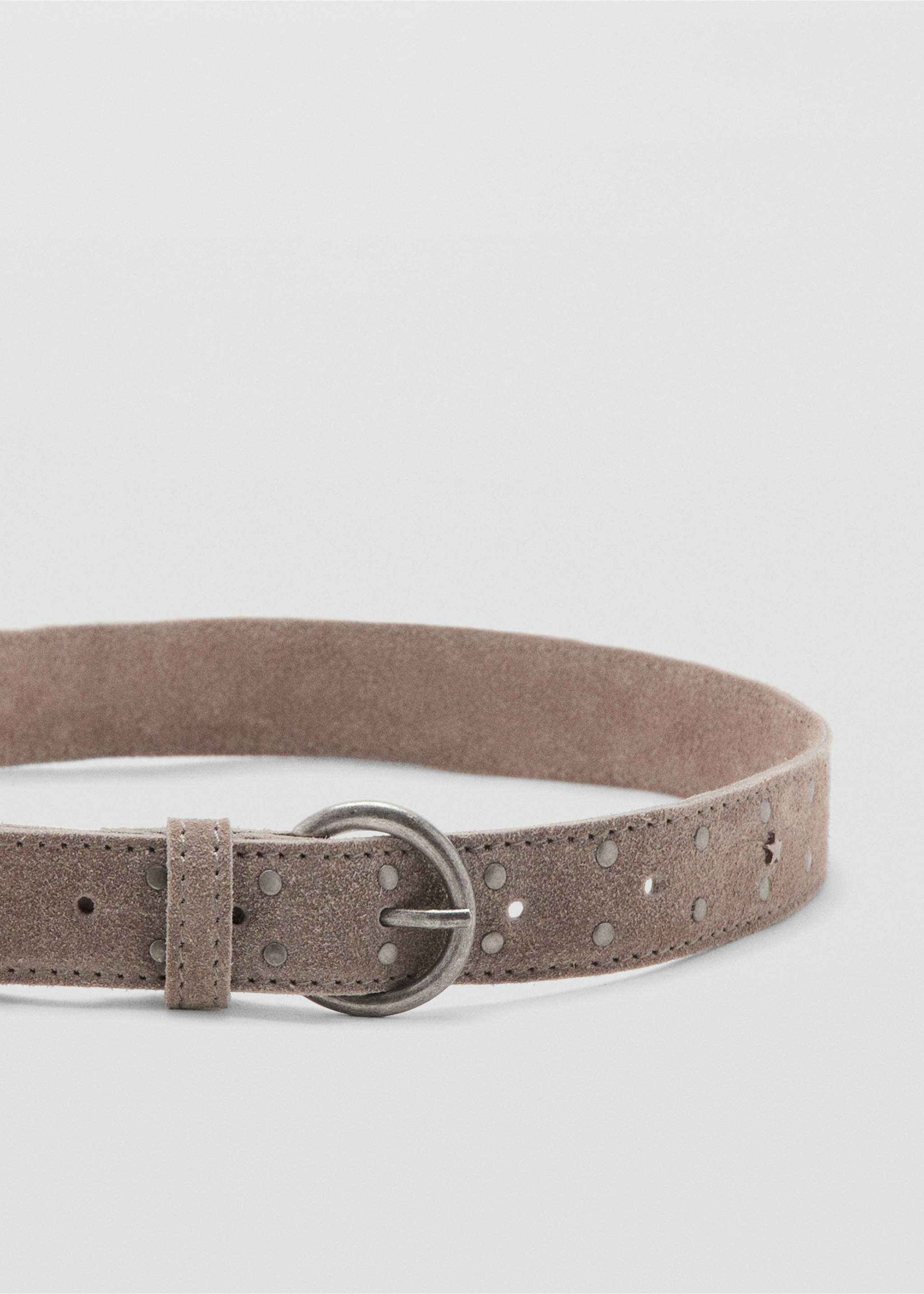 Studded leather belt - Medium plane, Grey. Ref: 17094410-00.
