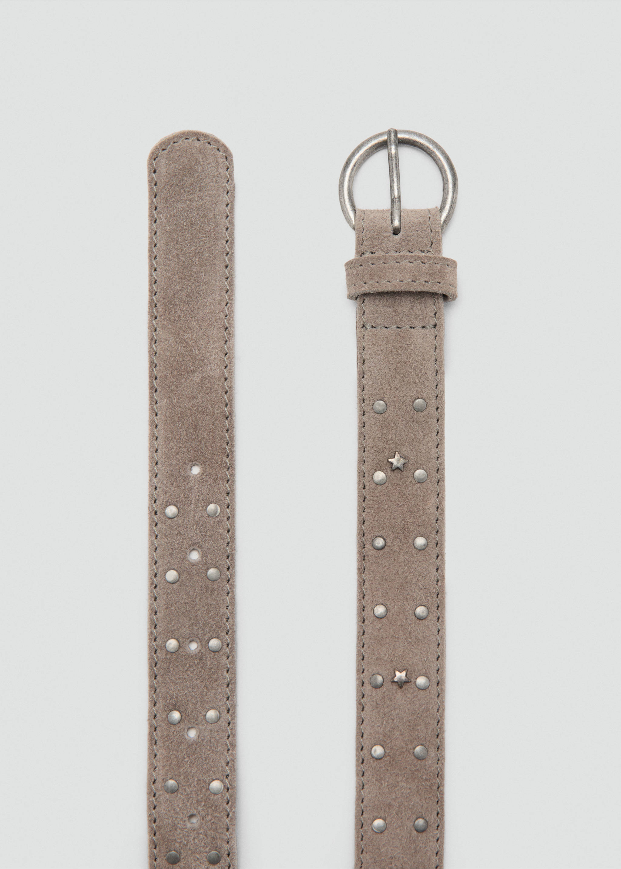 Studded leather belt - Details of the article 1, Grey. Ref: 17094410-00.