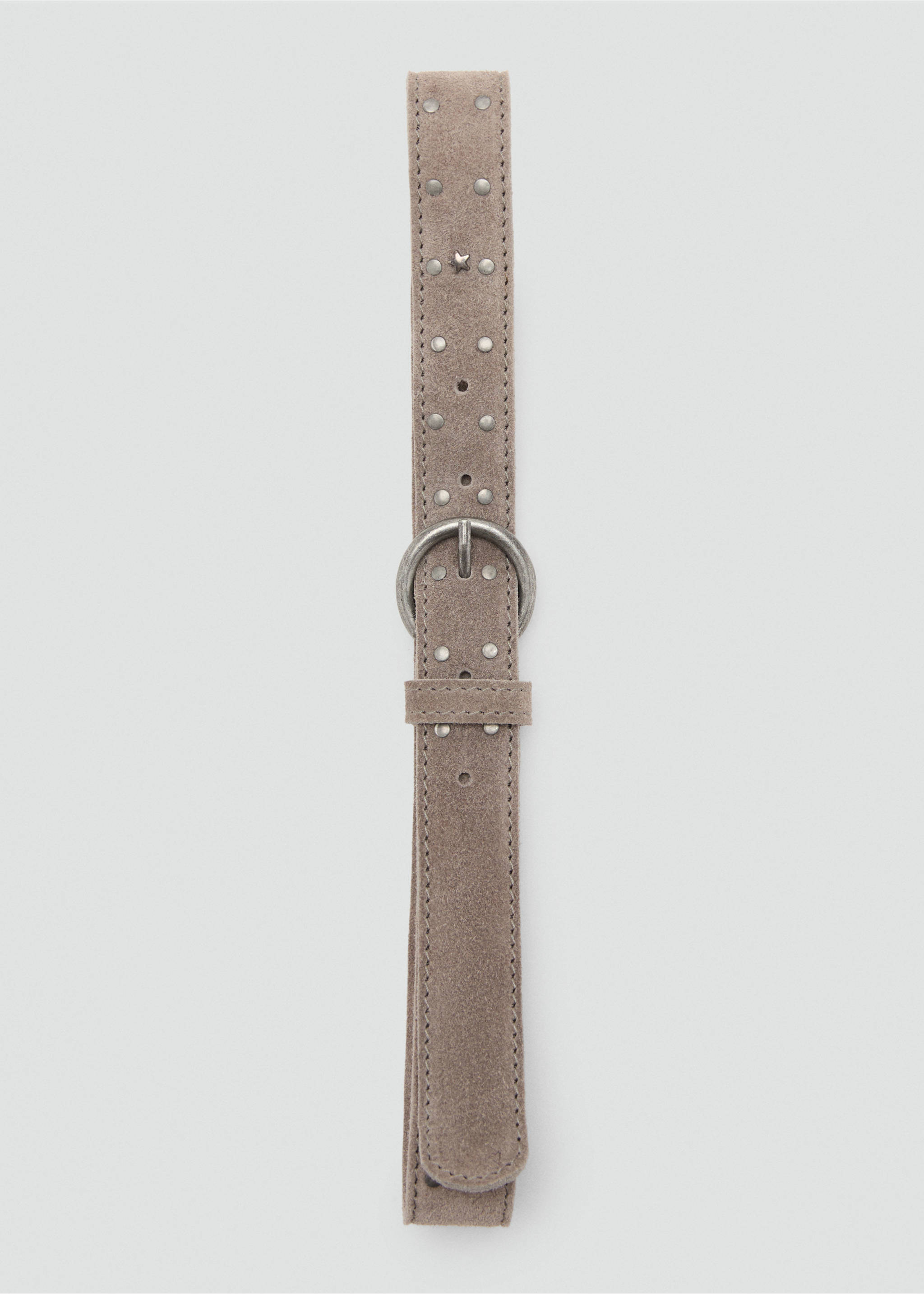 Studded leather belt - Details of the article 2, Grey. Ref: 17094410-00.