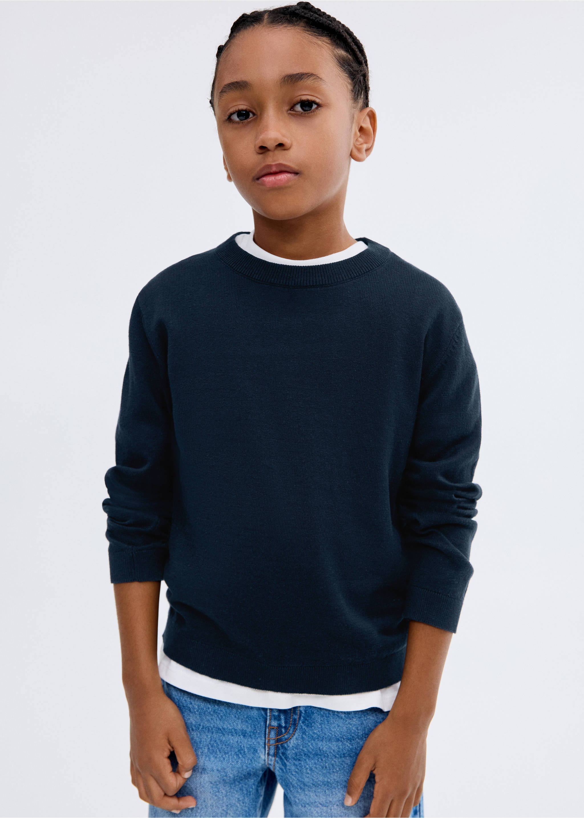 Essential cotton-blend sweater - General plane, Navy. Ref: 17094412-00.