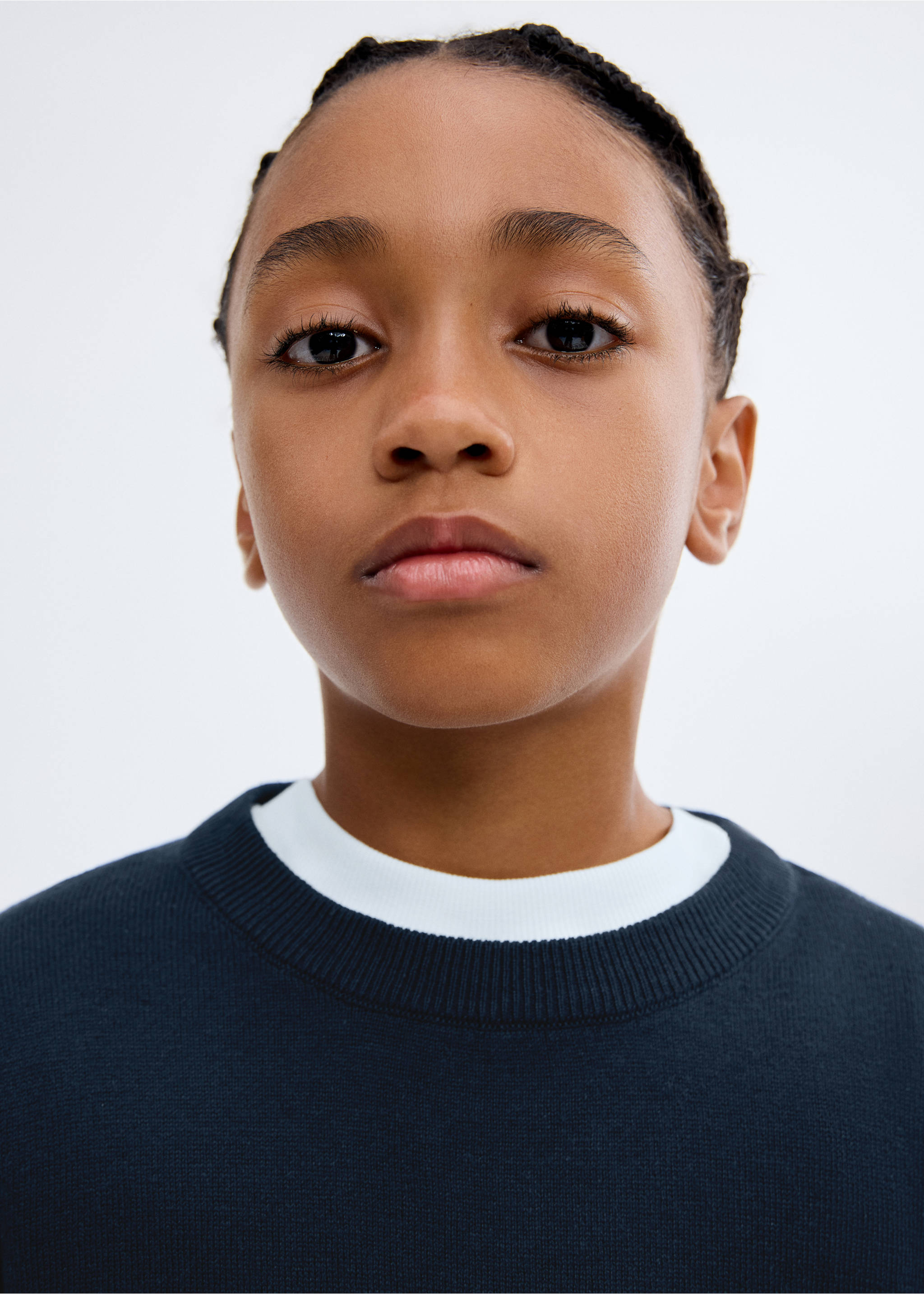 Essential cotton-blend sweater - Details of the article 1, Navy. Ref: 17094412-00.