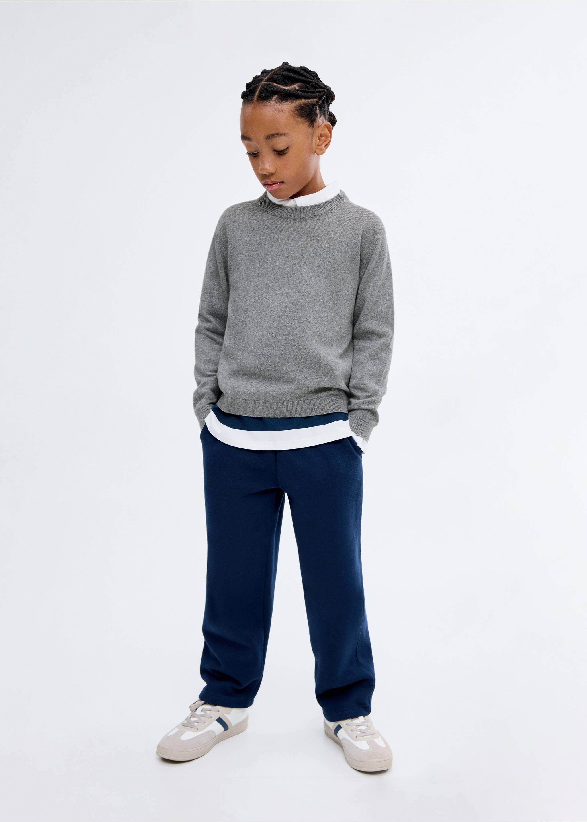 Essential cotton-blend sweater - General plane, Medium Heather Grey. Ref: 17094412-00.