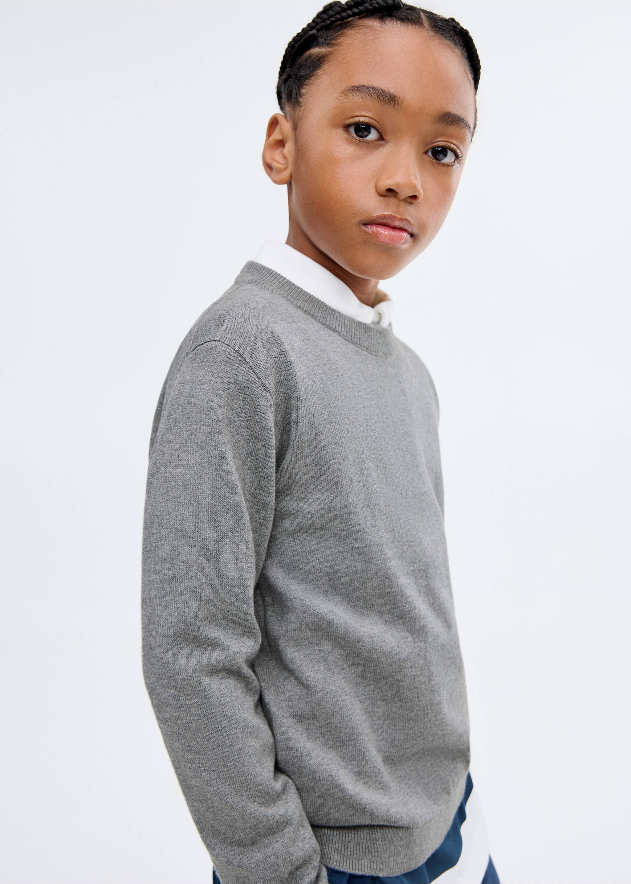 Essential cotton-blend sweater - Medium plane, Medium Heather Grey. Ref: 17094412-00.