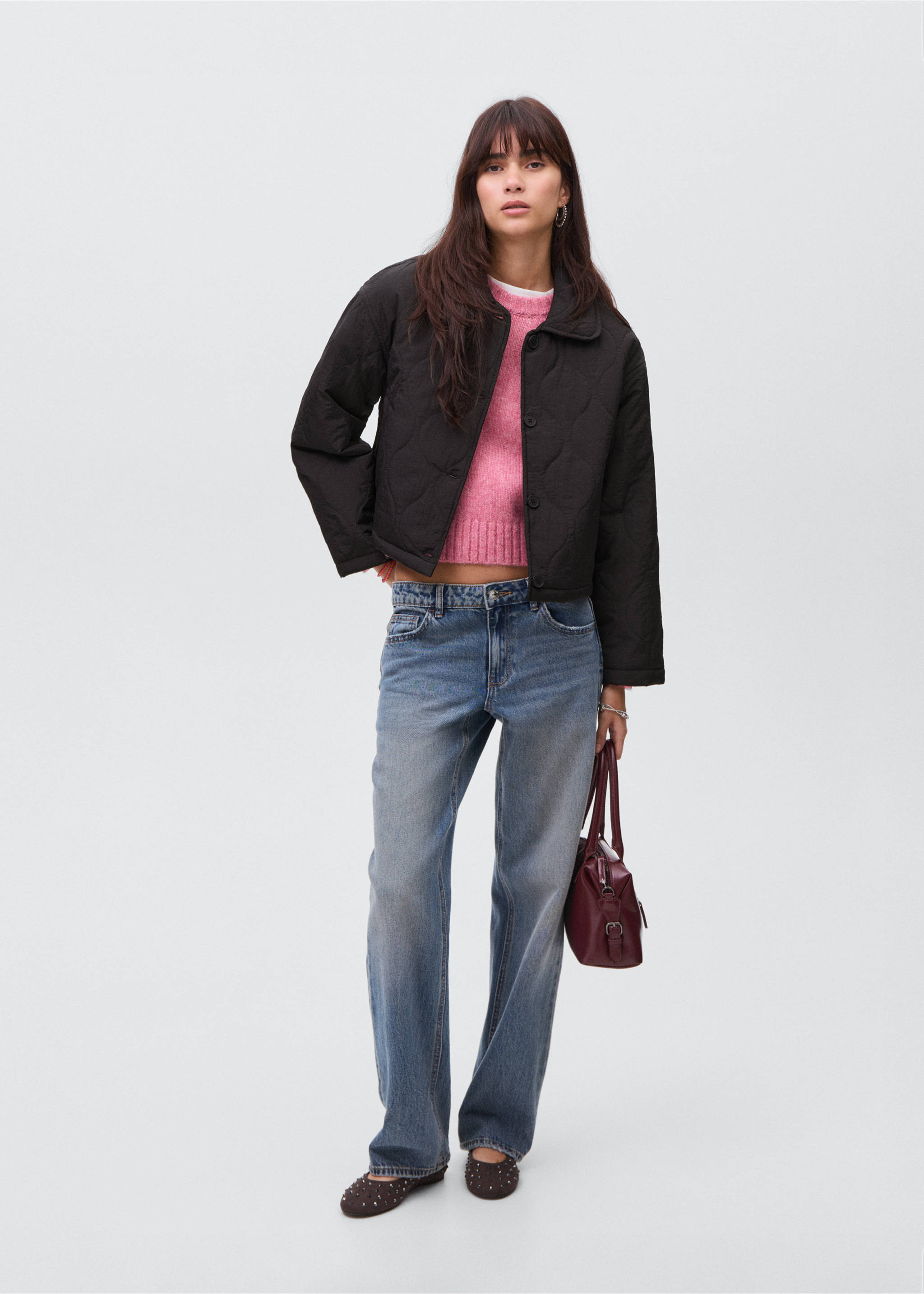 Gesteppter Parka mit Knöpfen - Allgemeine Ansicht, Schwarz. Ref: 17094413-00.