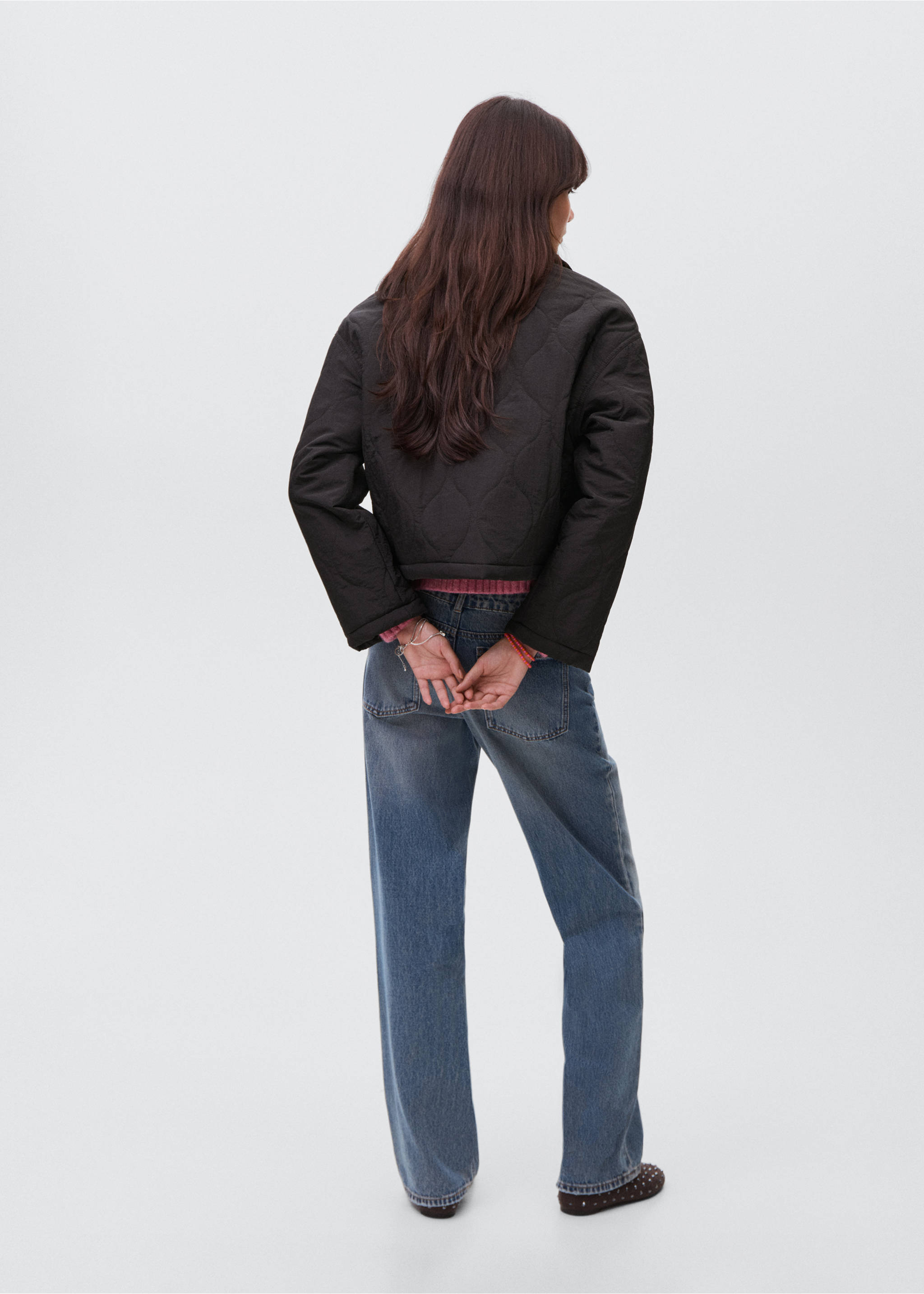 Gesteppter Parka mit Knöpfen - Rückseite des Artikels, Schwarz. Ref: 17094413-00.