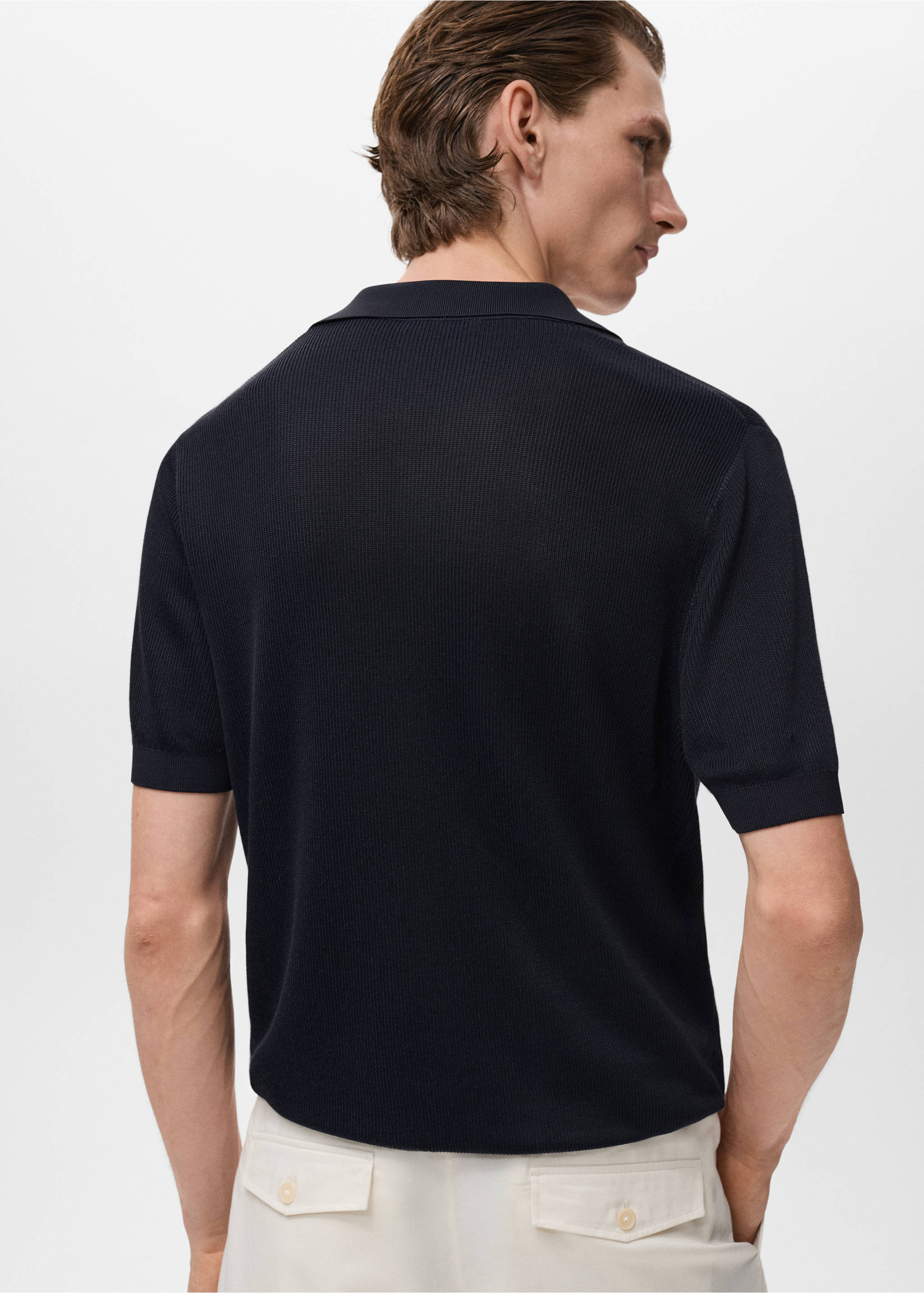 Poloshirt aus Baumwolle mit Mikrostruktur - Rückseite des Artikels, Petrolblau. Ref: 17094423-00.