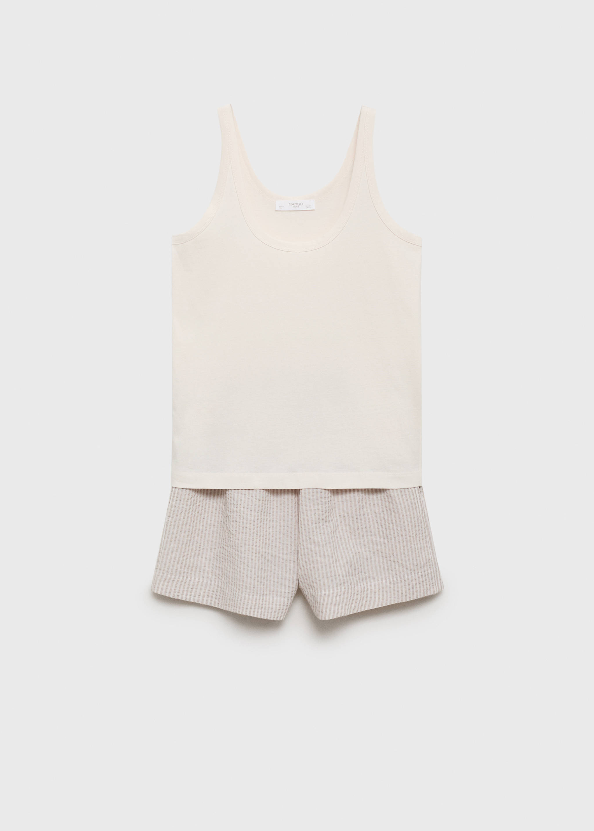 Two-piece striped seersucker pyjama shorts - Article without model