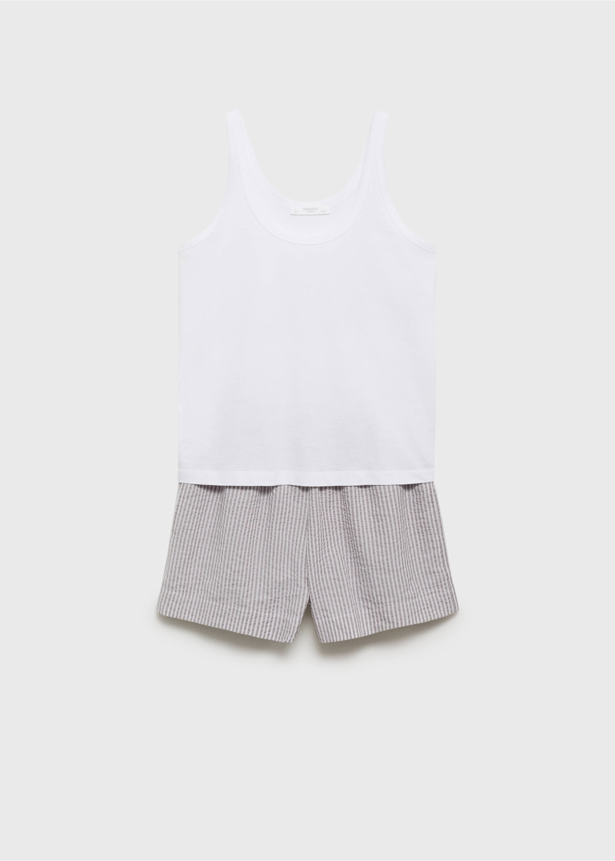 Two-piece striped seersucker pyjama shorts - Article without model, Charcoal. Ref: 17094425-00.