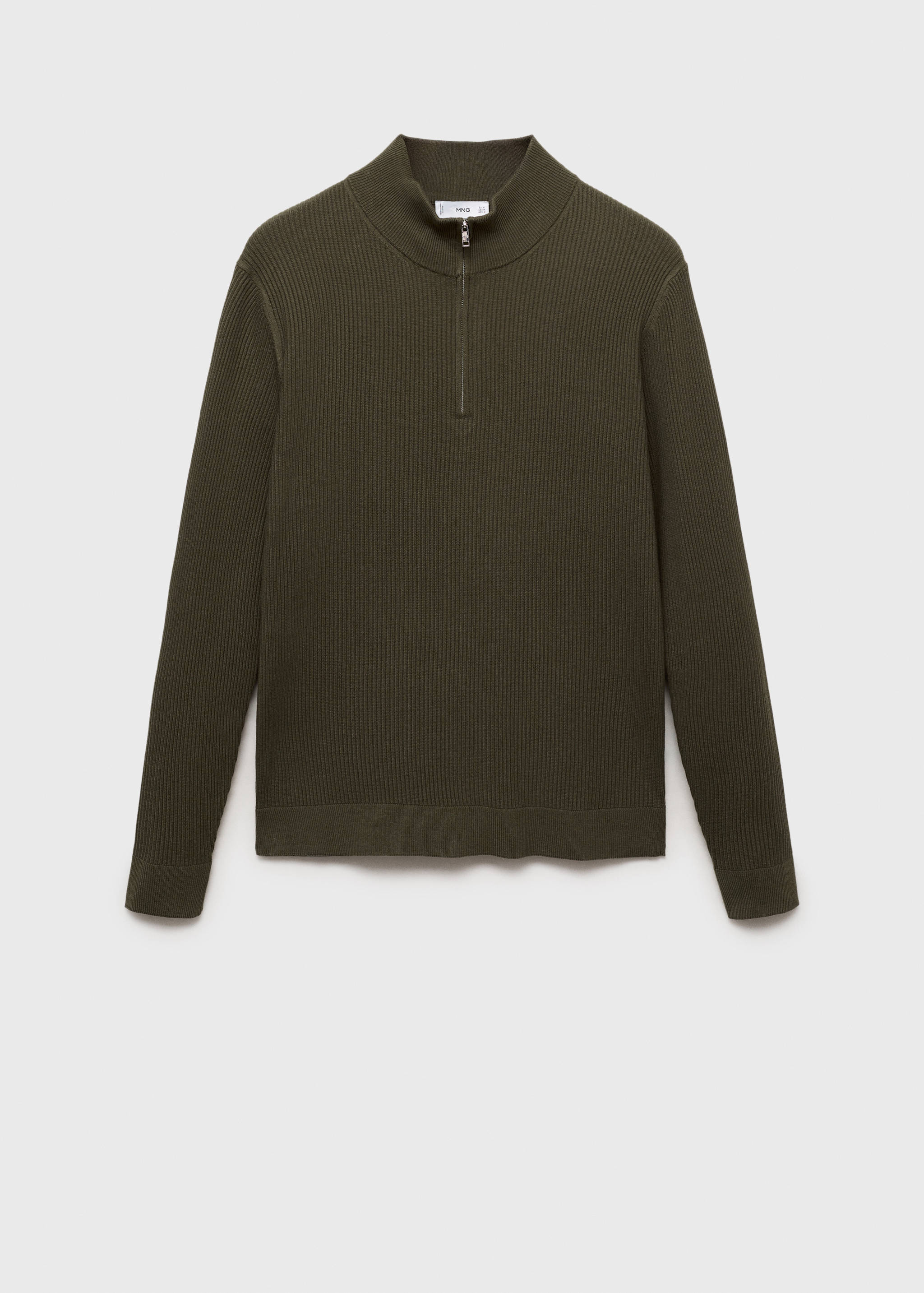 Ribbed sweater with zip neck - Article without model