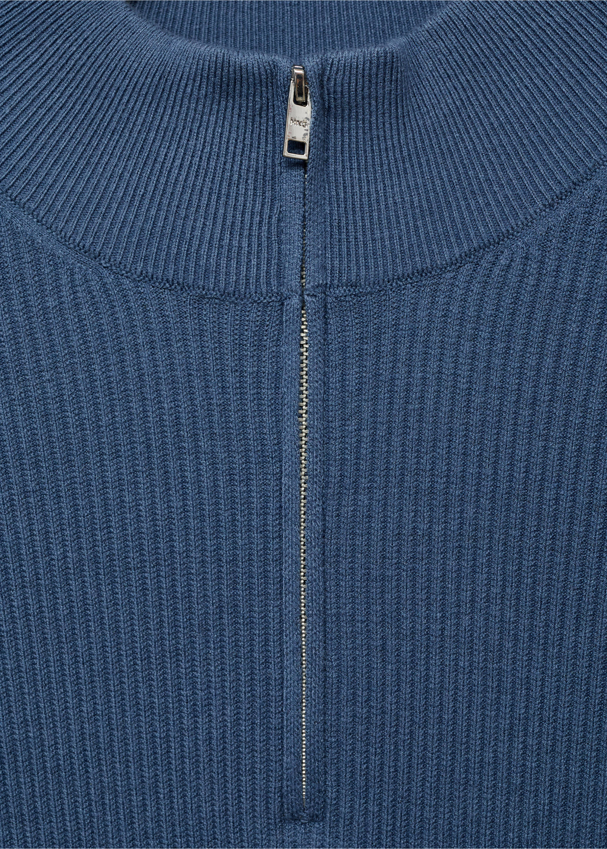 Ribbed sweater with zip neck - Details of the article 8, Indigo Blue. Ref: 17094427-00.