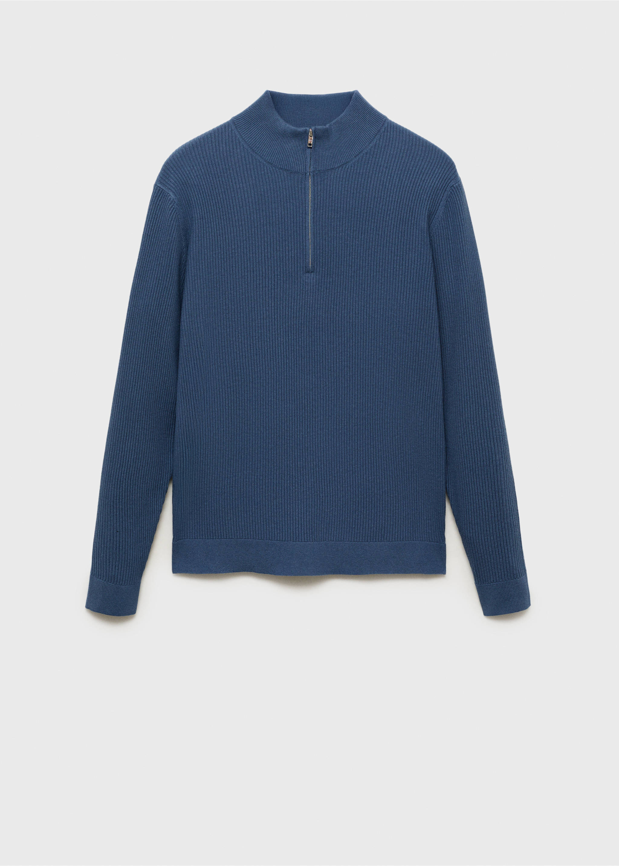 Ribbed sweater with zip neck - Article without model, Indigo Blue. Ref: 17094427-00.