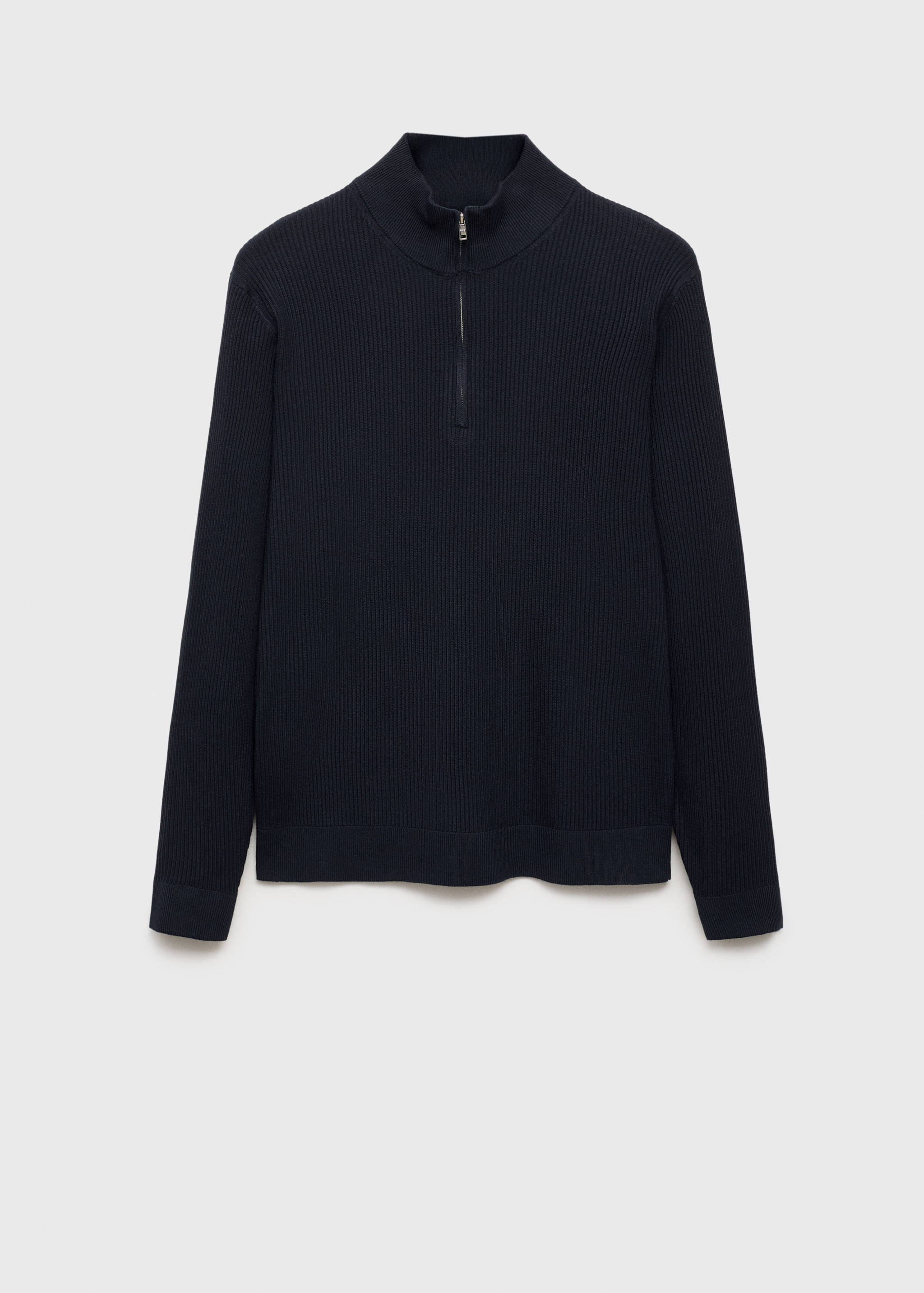 Ribbed sweater with zip neck - Article without model