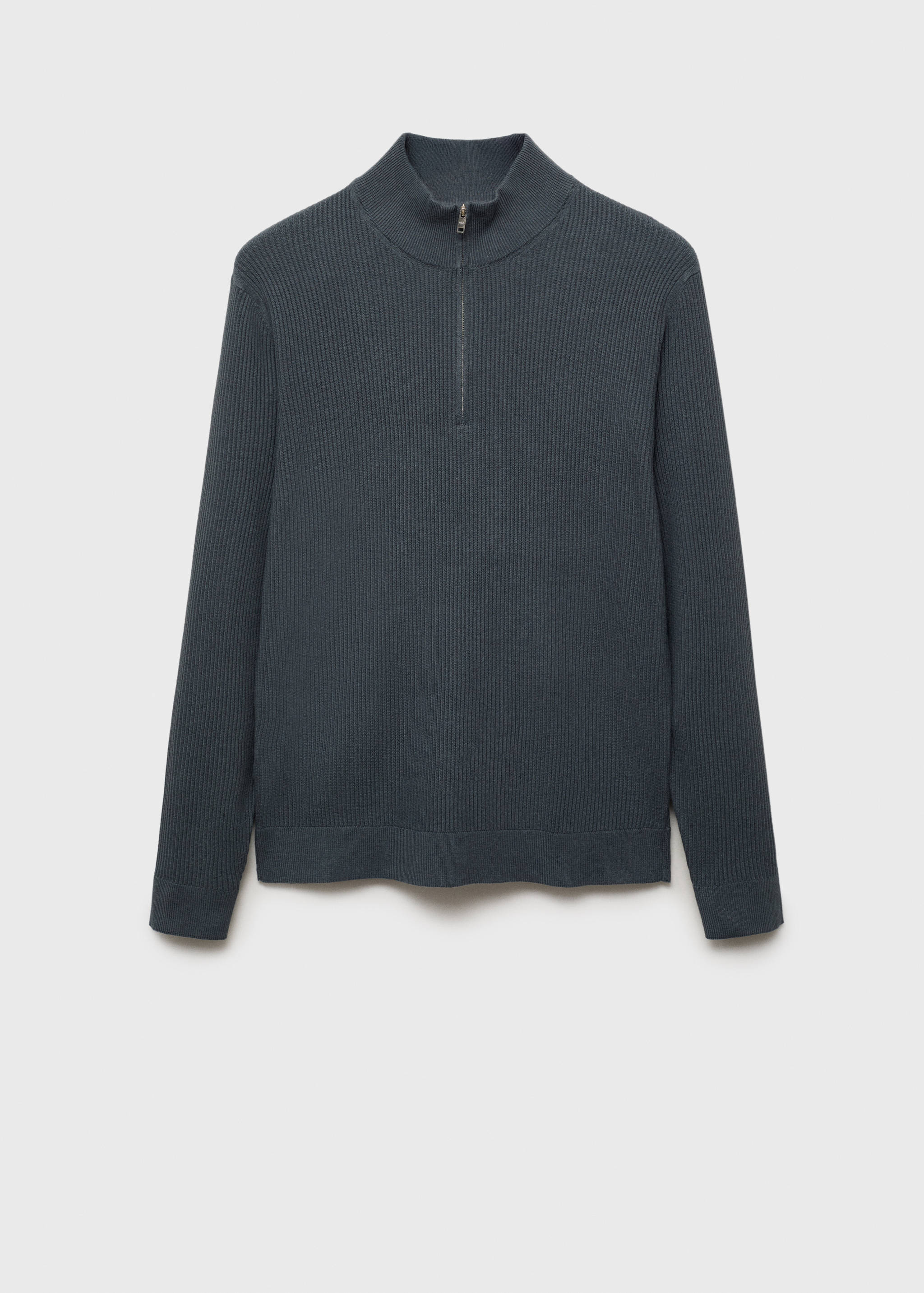 Ribbed sweater with zip neck - Article without model