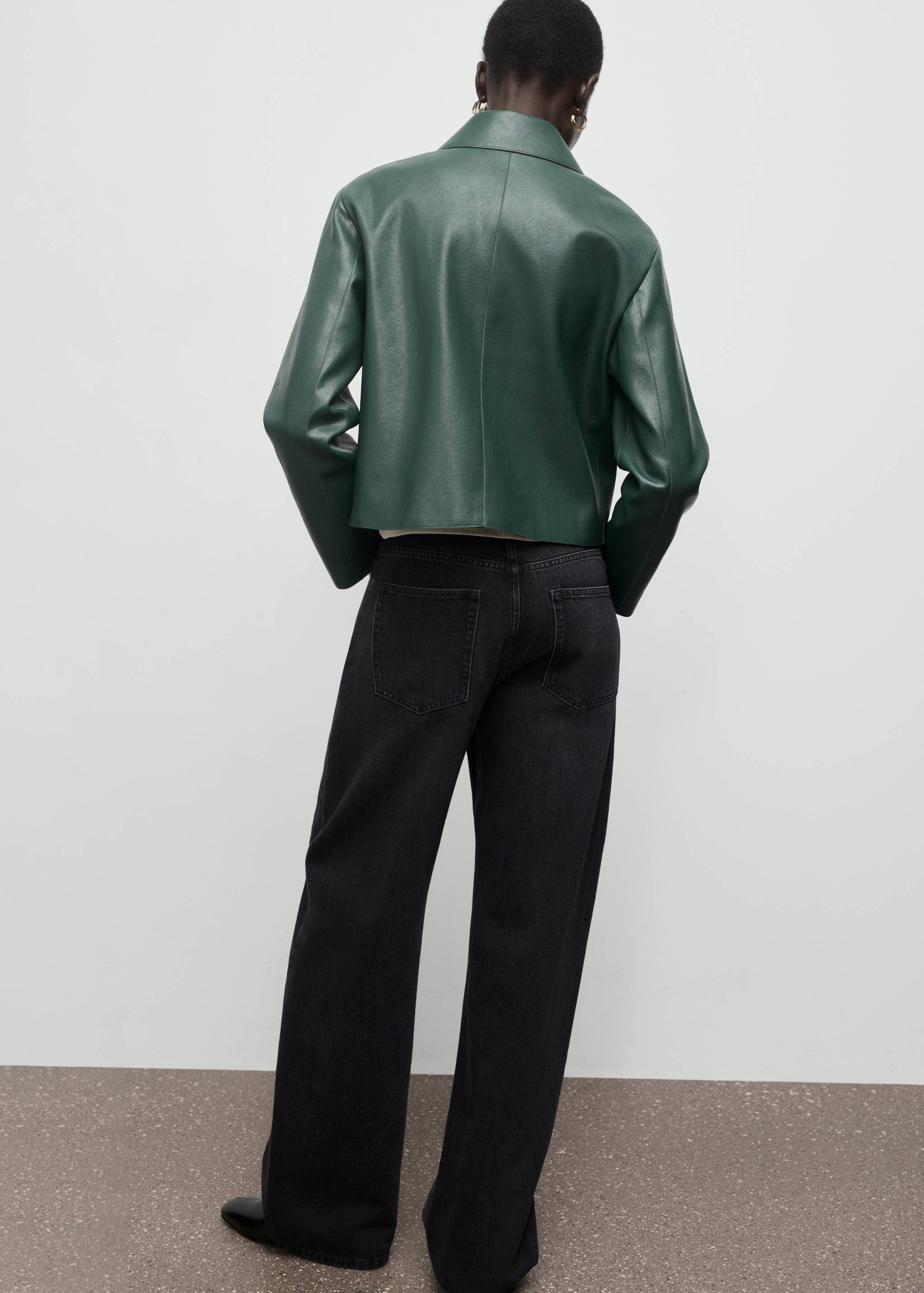Faux-leather jacket with pockets - Reverse of the article