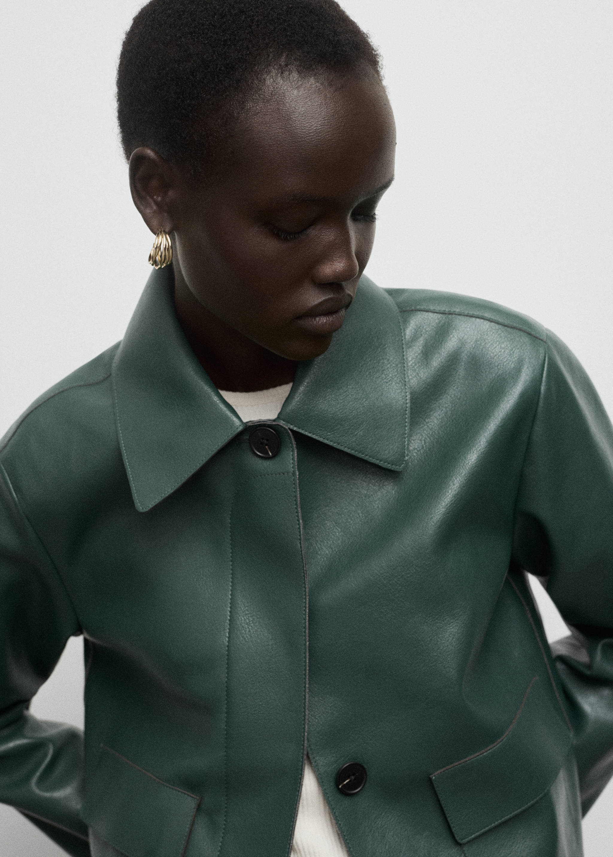 Faux-leather jacket with pockets - Details of the article 1