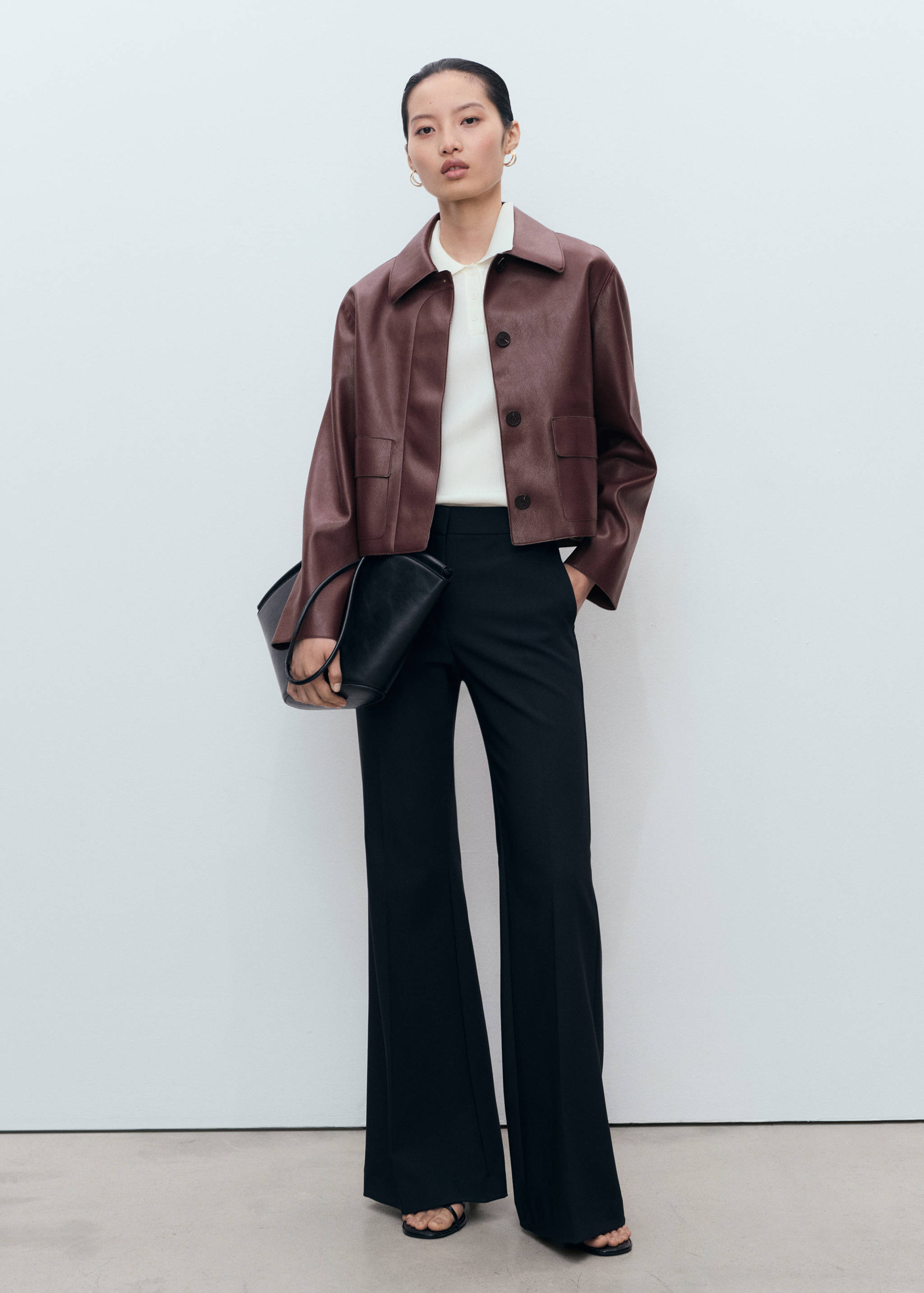 Faux-leather jacket with pockets - General plane