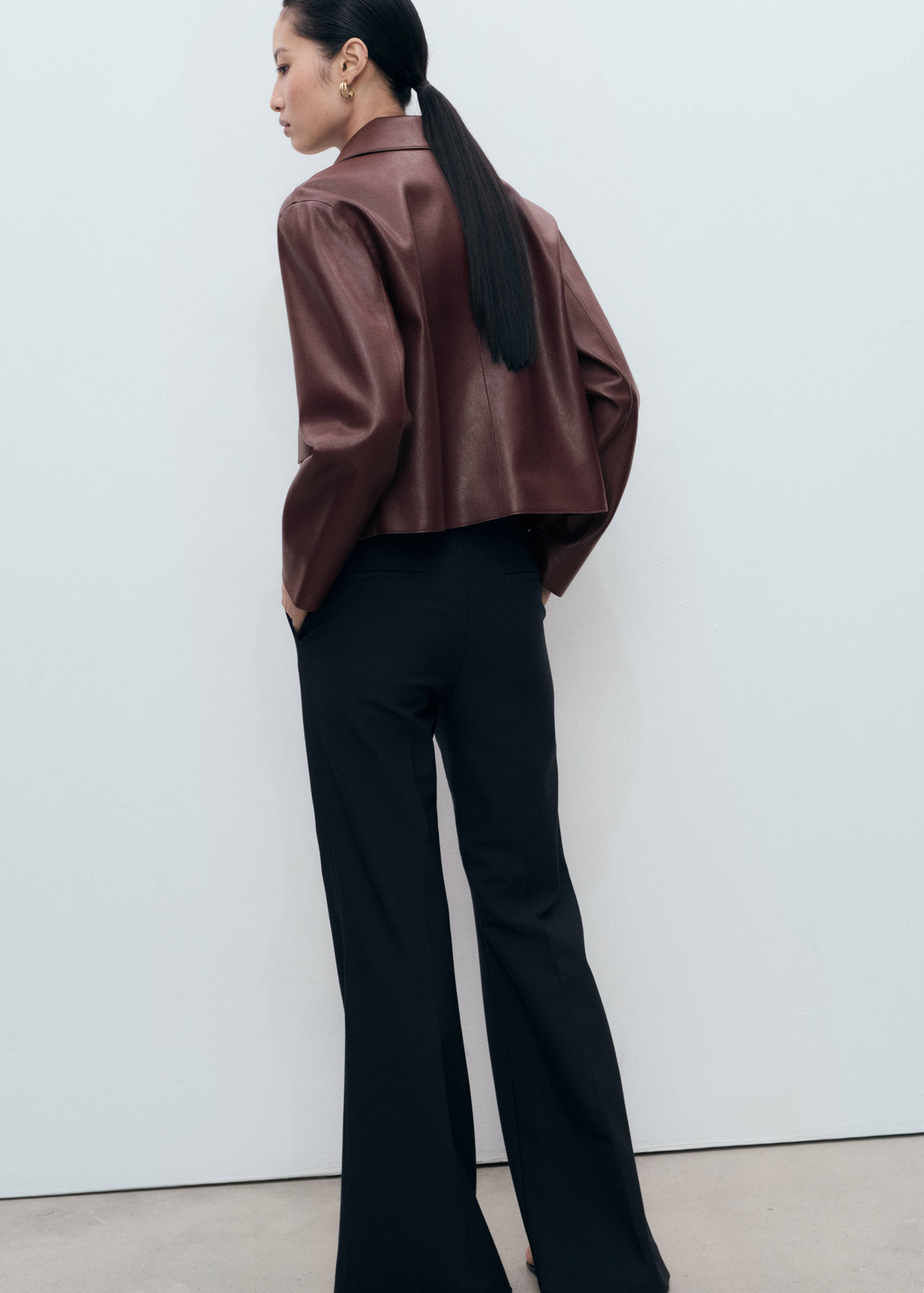 Faux-leather jacket with pockets - Reverse of the article