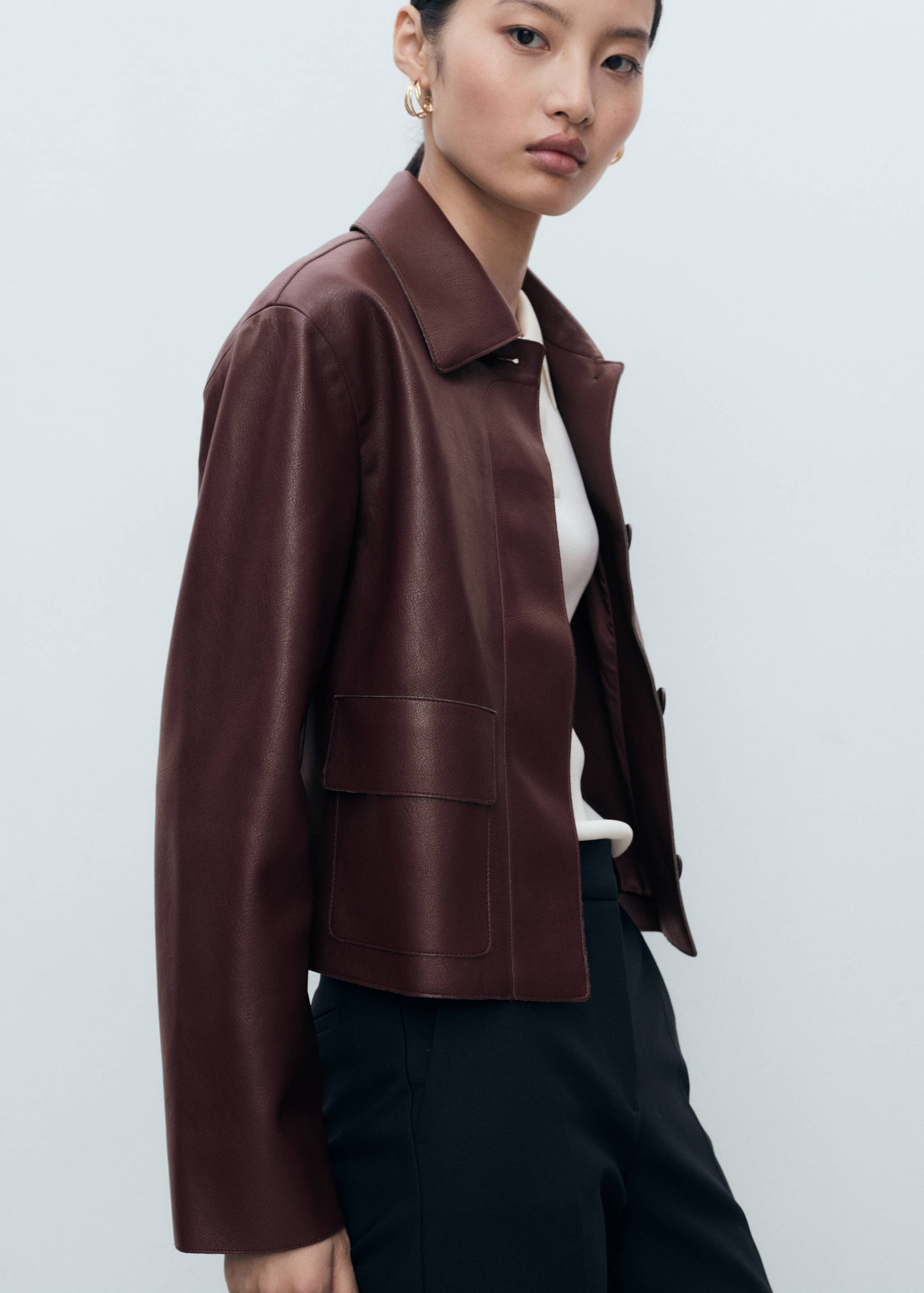 Faux-leather jacket with pockets - Details of the article 2