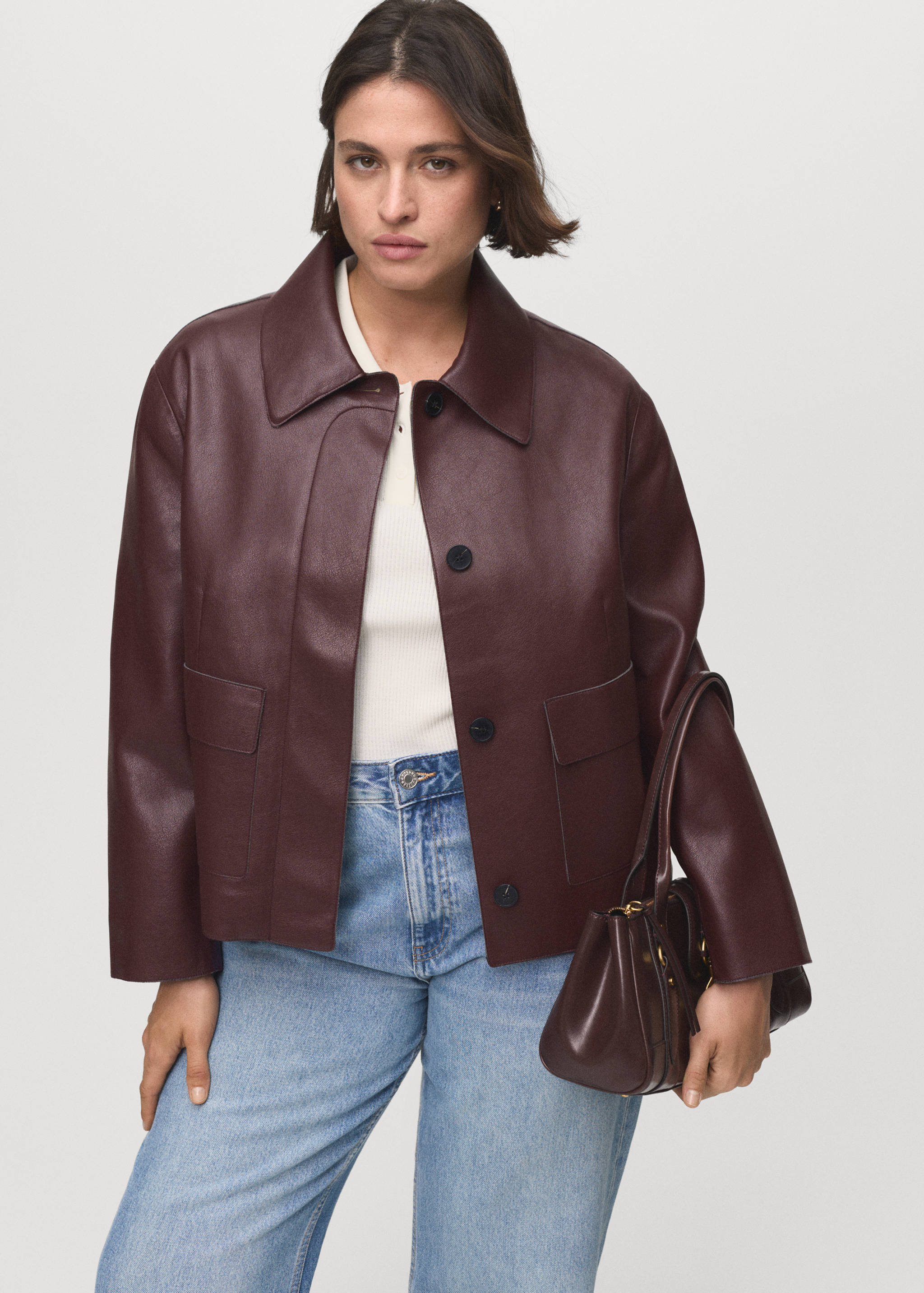 Faux-leather jacket with pockets - Details of the article 5