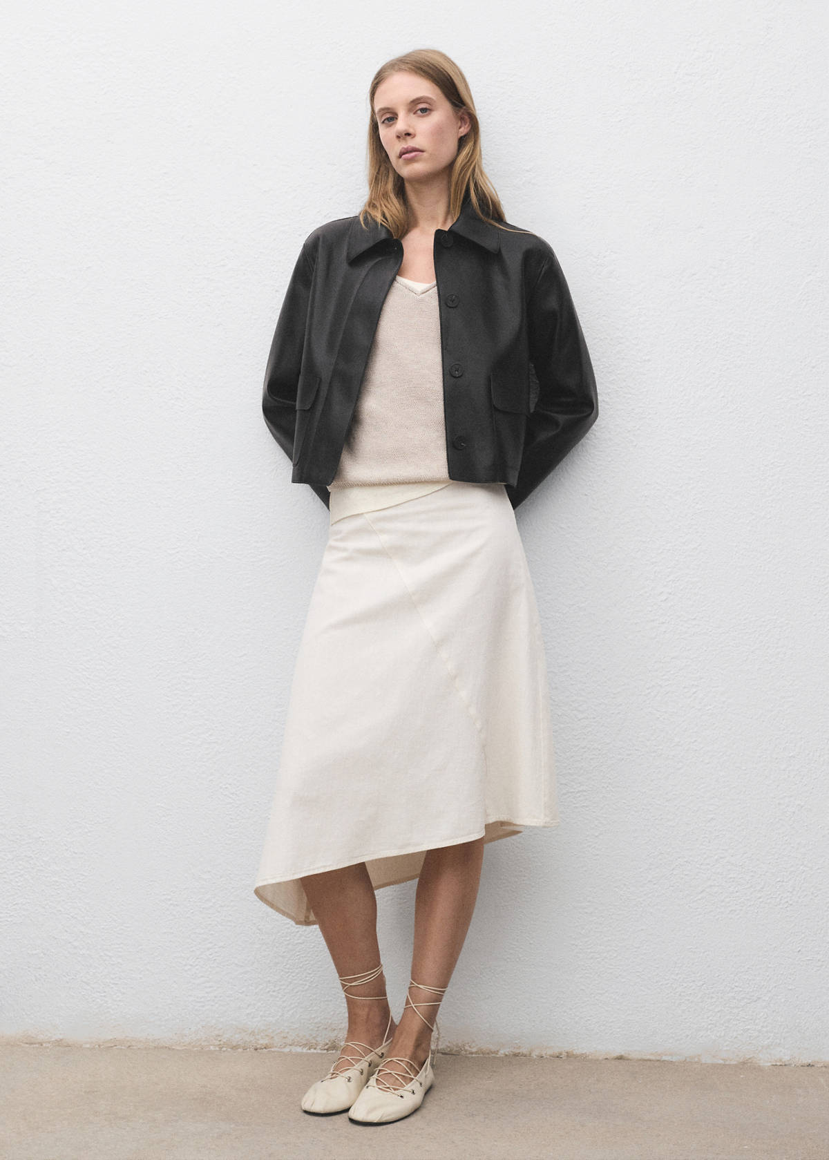 Faux-leather jacket with pockets