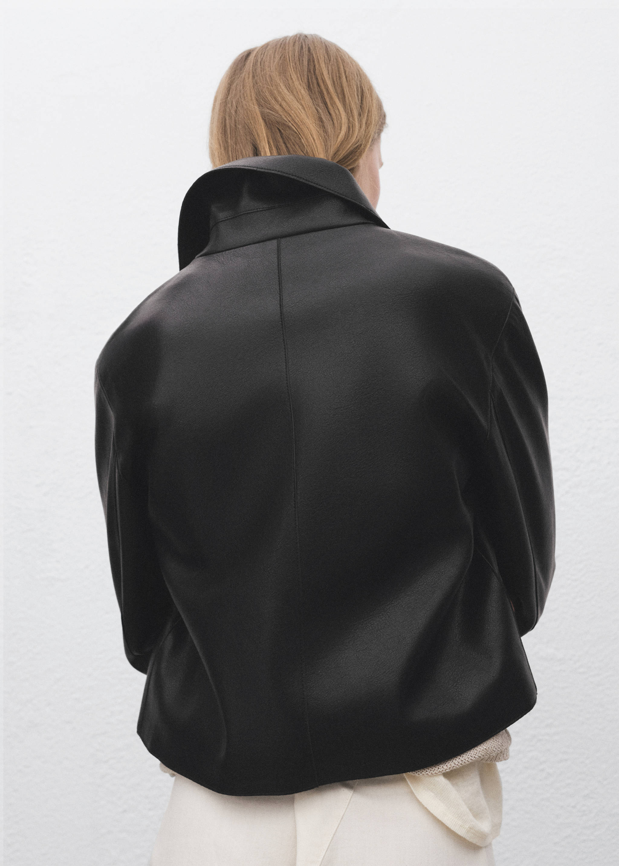 Faux-leather jacket with pockets - Reverse of the article