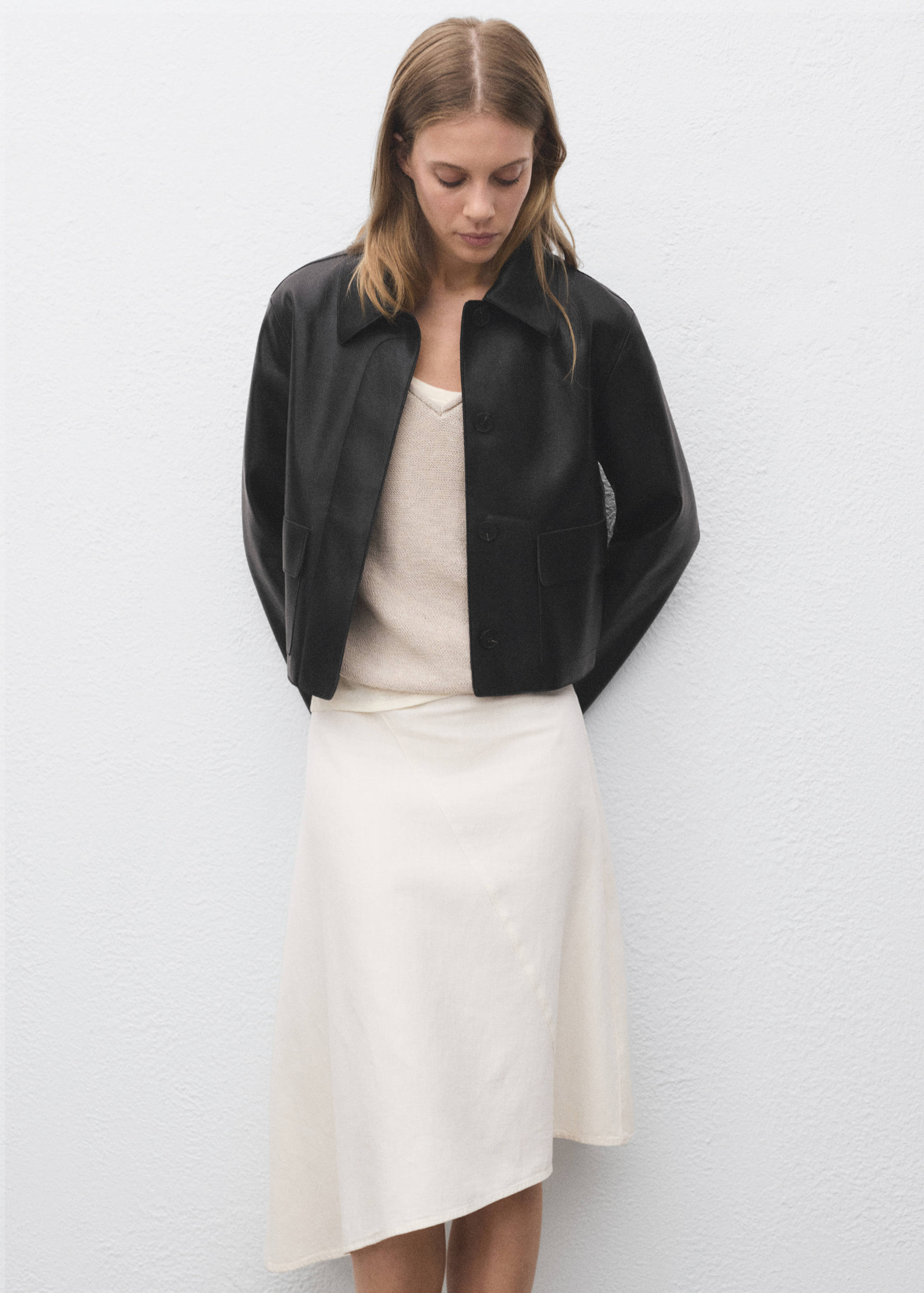 Faux-leather jacket with pockets - Details of the article 2