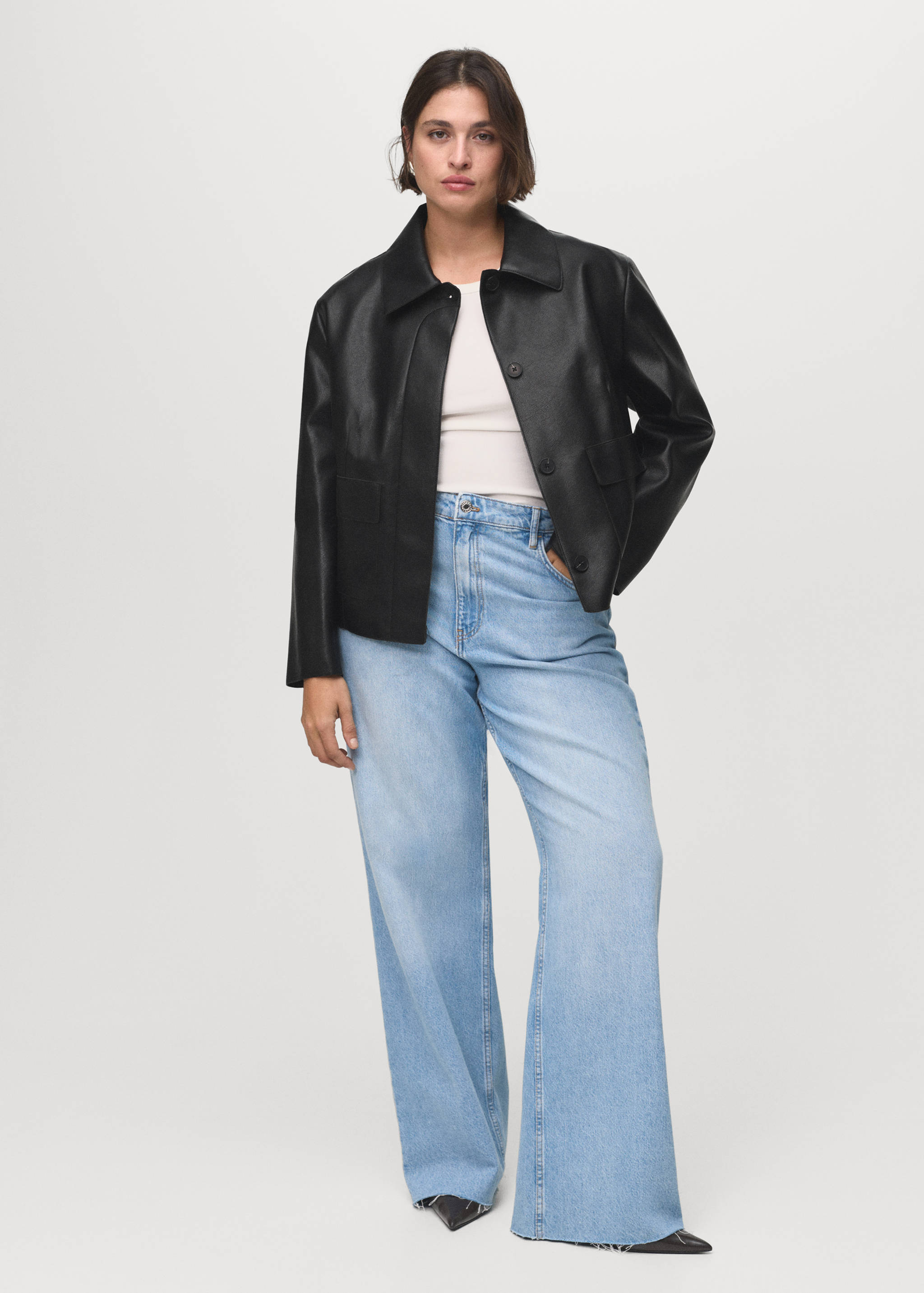 Faux-leather jacket with pockets - Details of the article 6
