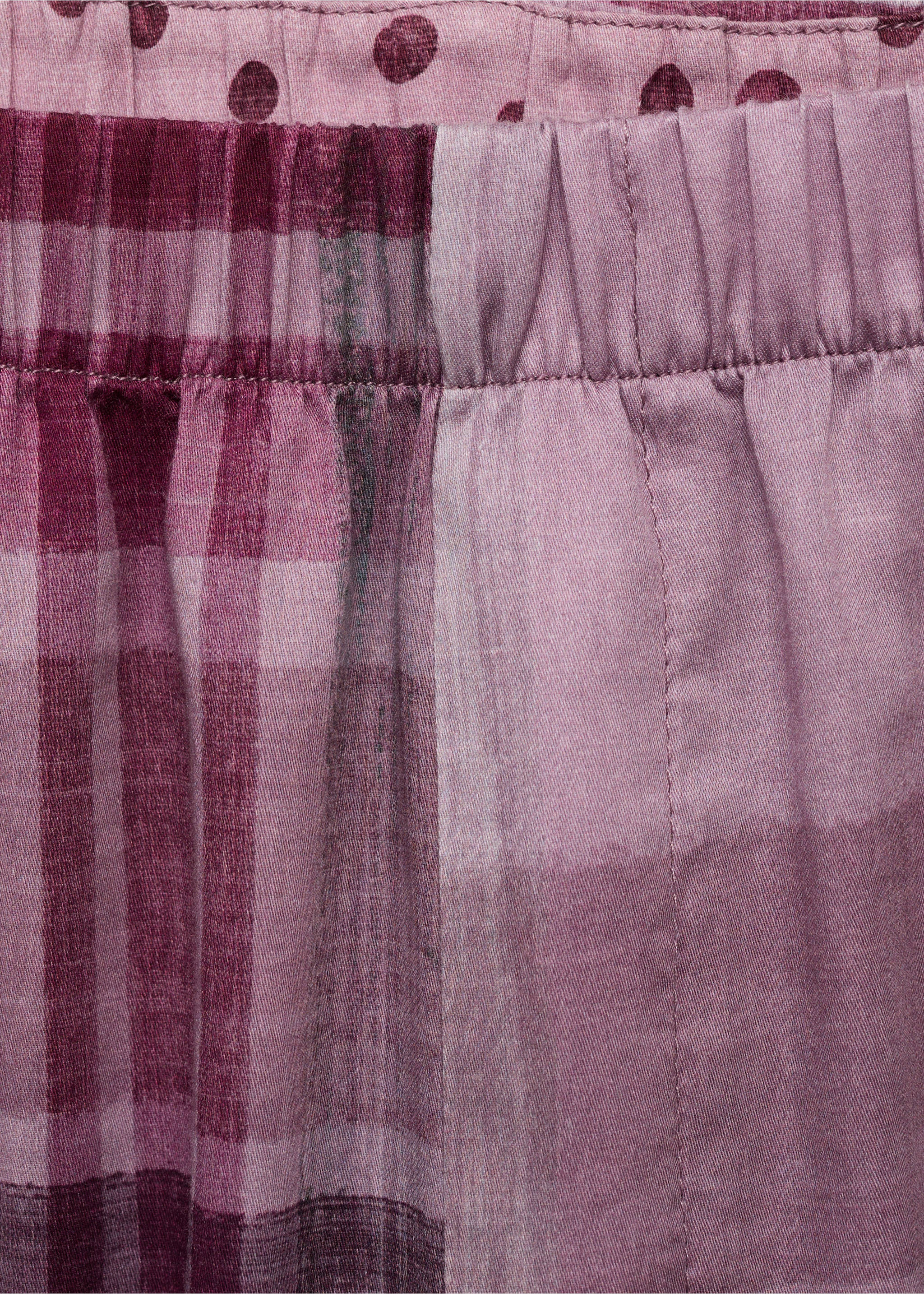 Printed pyjama trousers with piping - Details of the article 8, Plum. Ref: 17094436-00.
