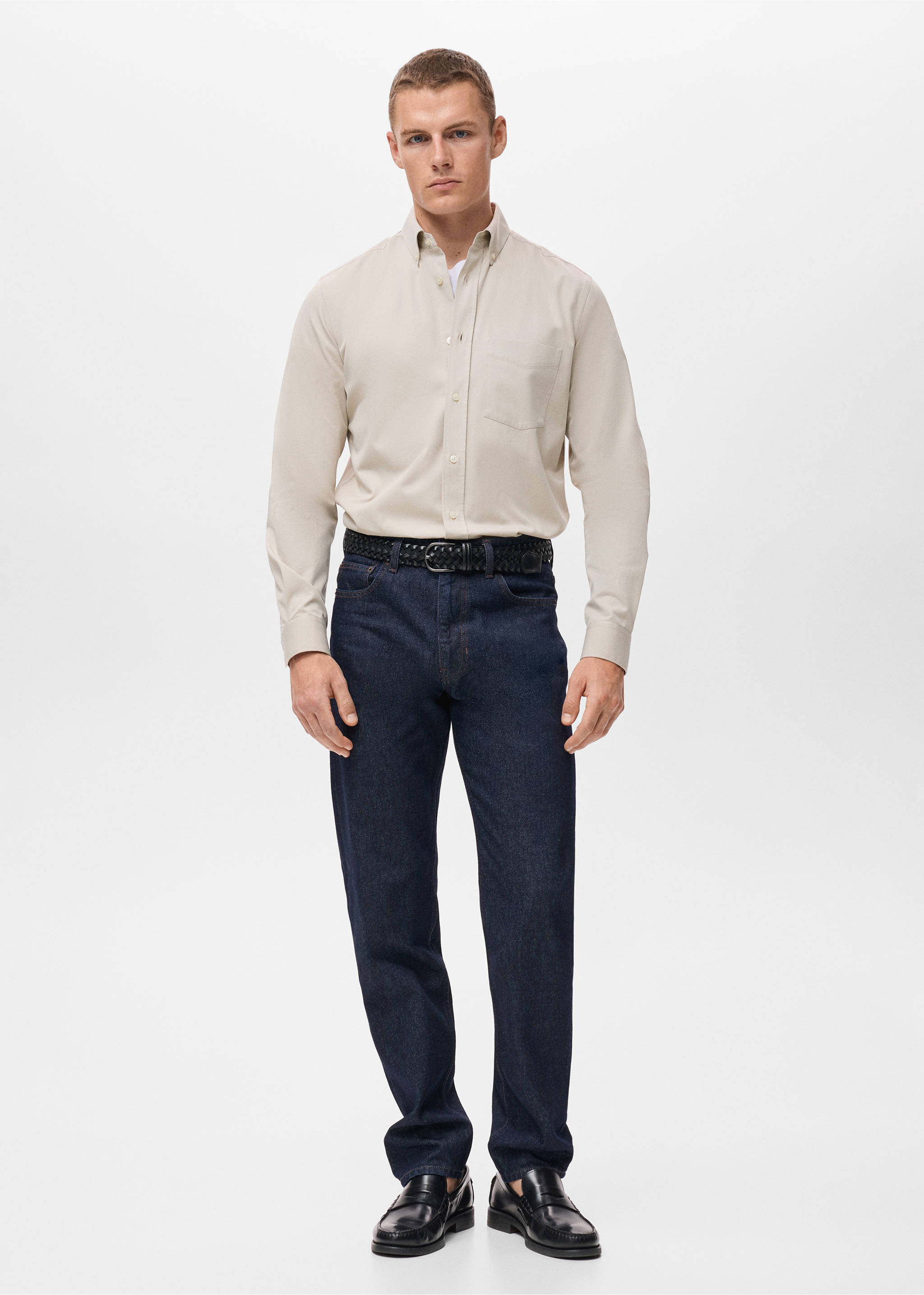 Chemise 100 % coton regular-fit poche - Plan général, Écru. Ref: 17094440-00.