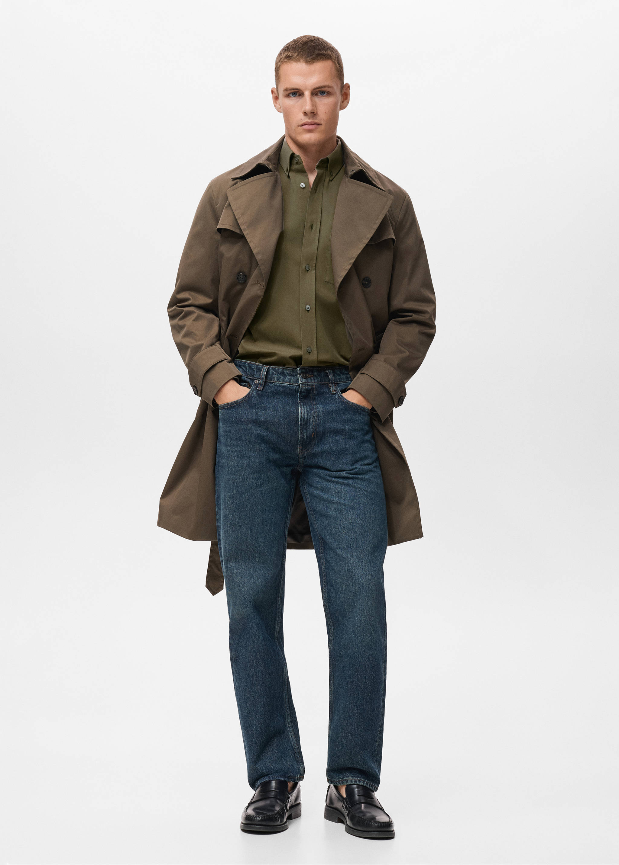 100% cotton regular fit pocket shirt - General plane