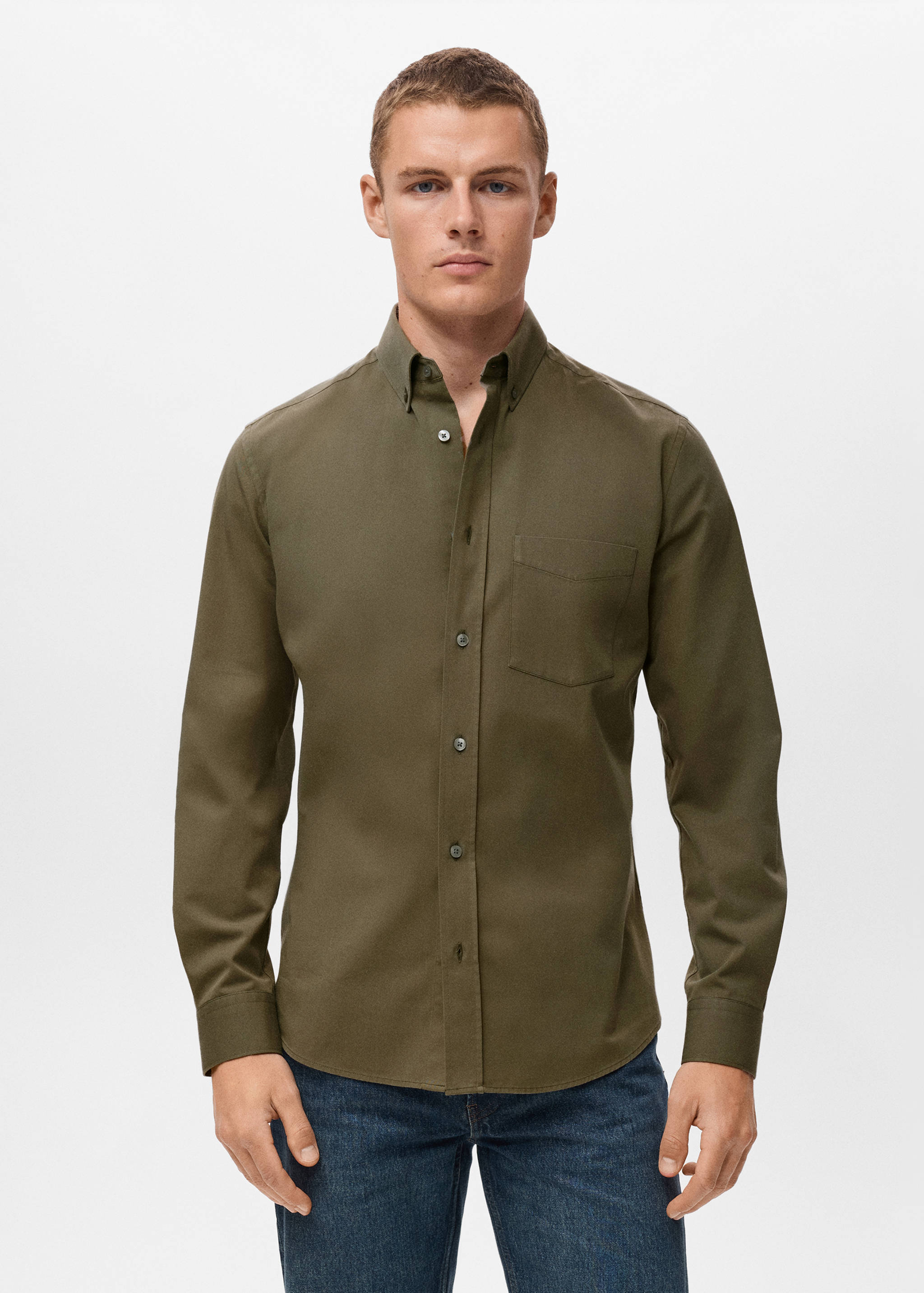 100% cotton regular fit pocket shirt - Medium plane