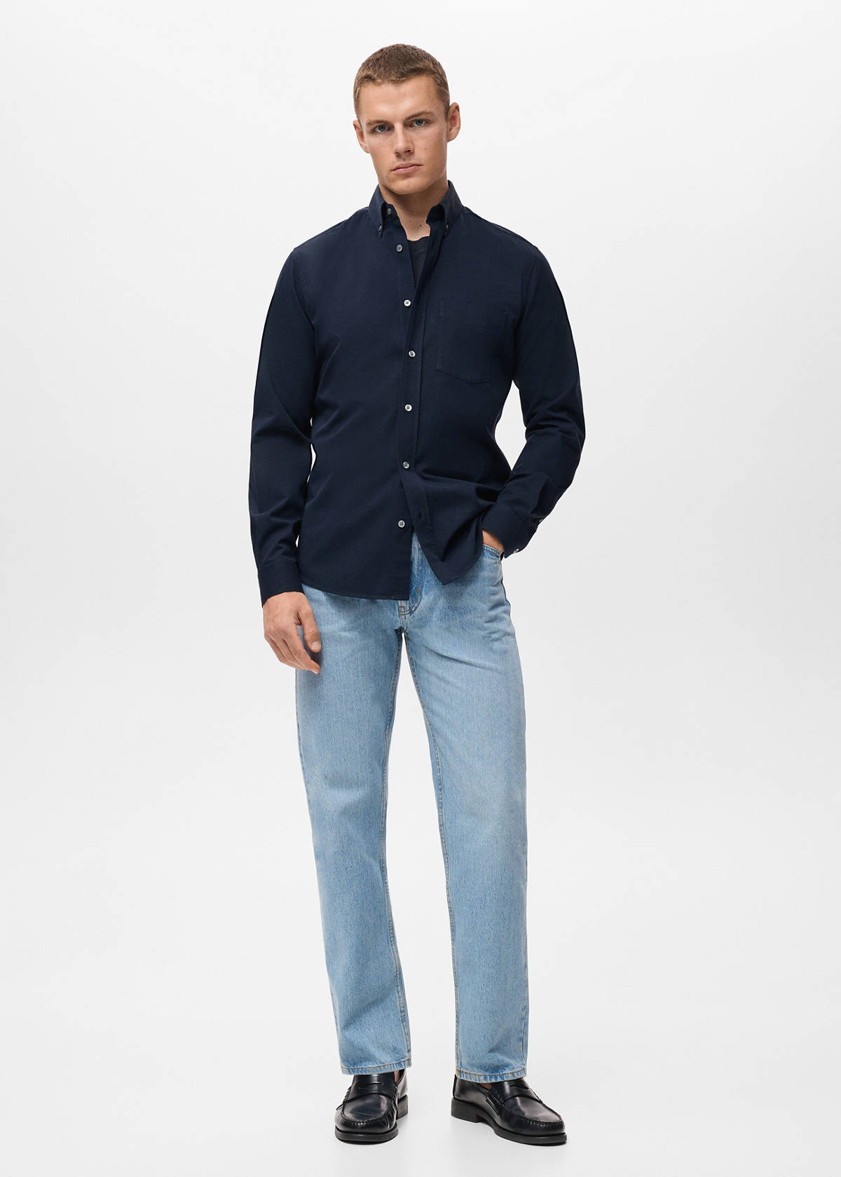 100% cotton regular fit pocket shirt