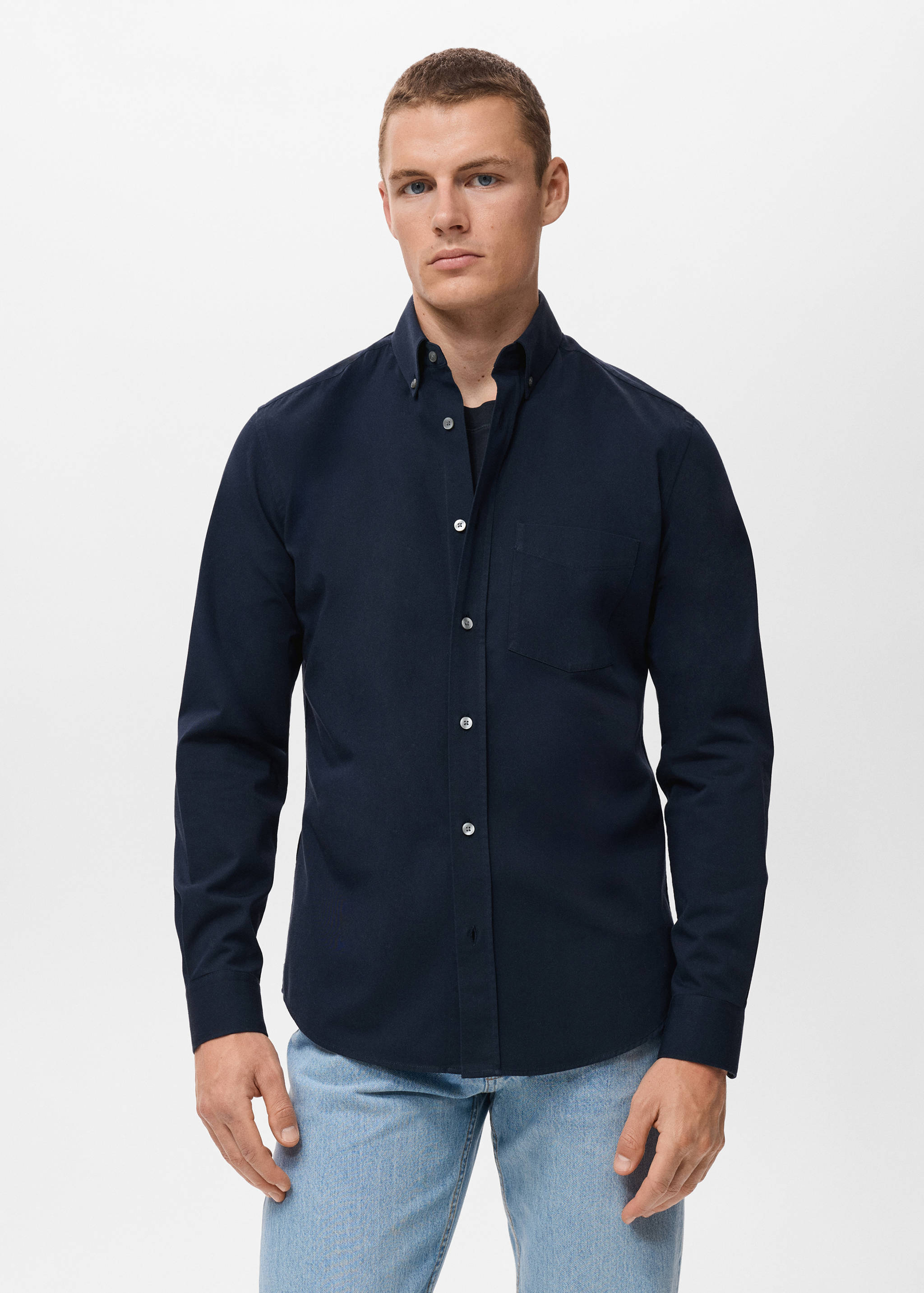 100% cotton regular fit pocket shirt - Medium plane
