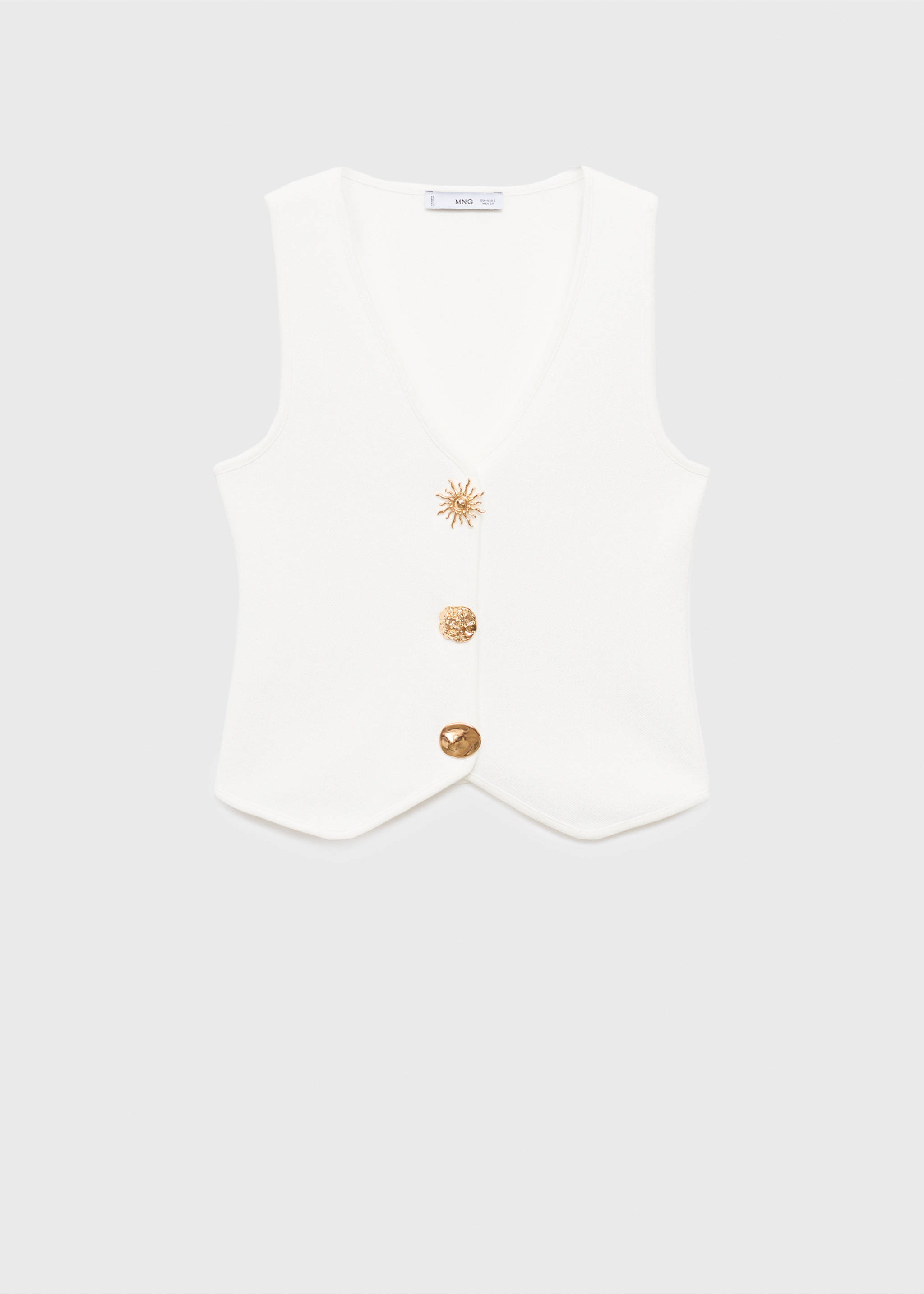 Knitted waistcoat with jewel buttons - Article without model, White. Ref: 17094447-00.